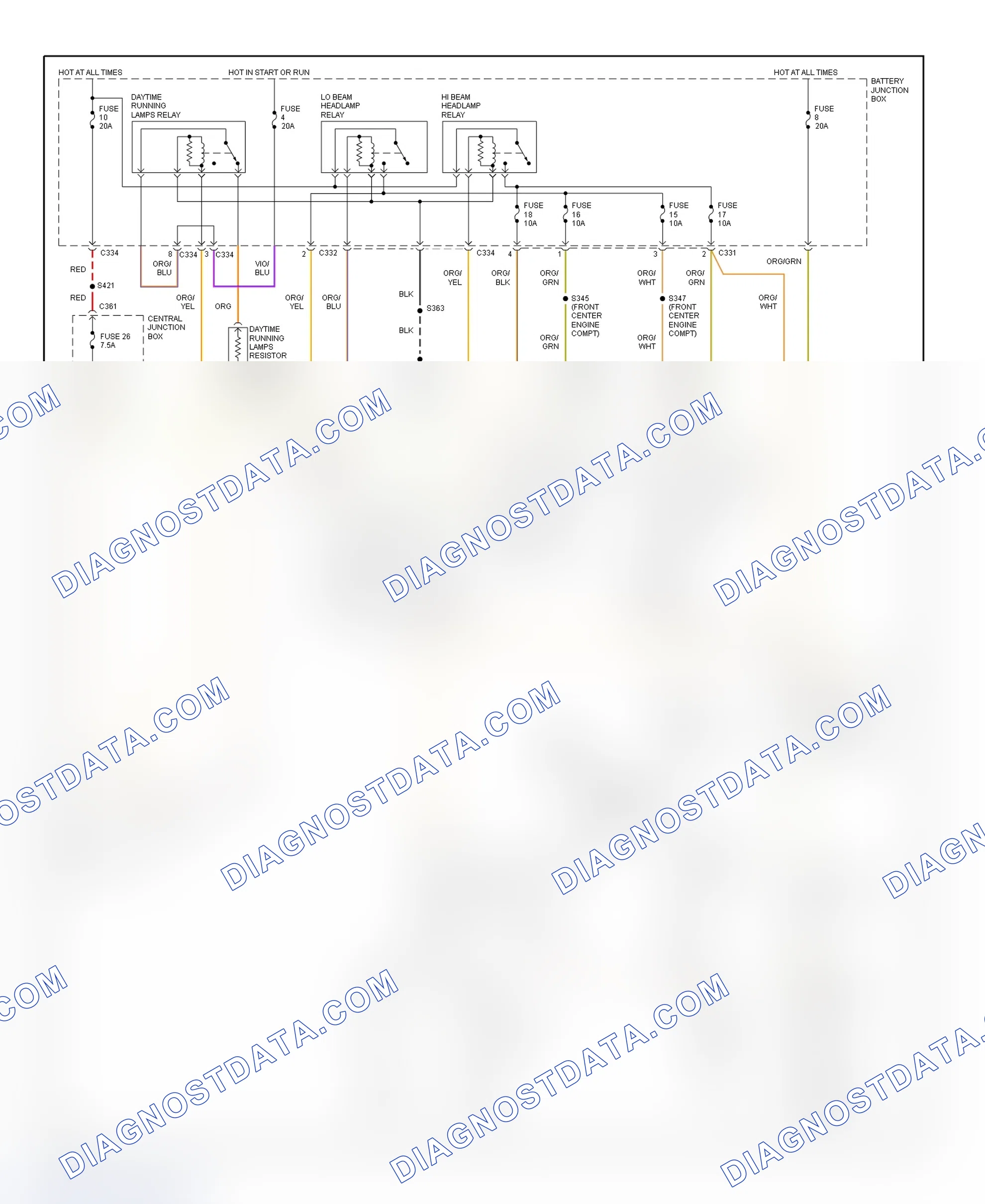 Scheme 23: Daytime Running Lights Wiring Diagram (Cougar - With DRL)
