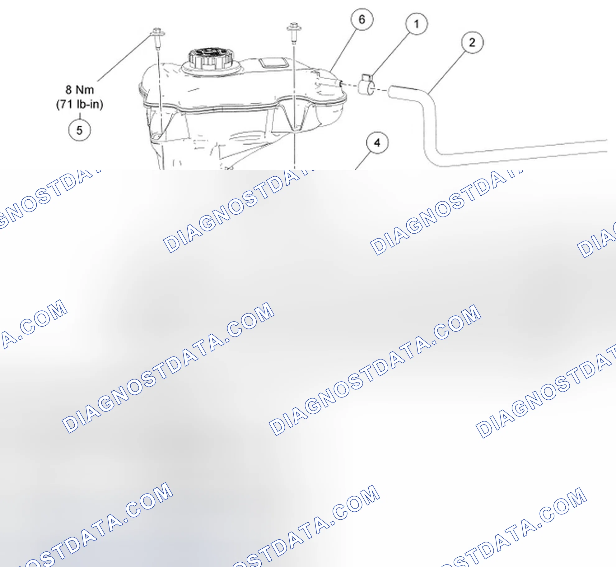 Scheme 9: Identifying Upper Degas Bottle Hose, Lower Degas Bottle Hose Clamp And Degas Bottle - With Torque Specifications