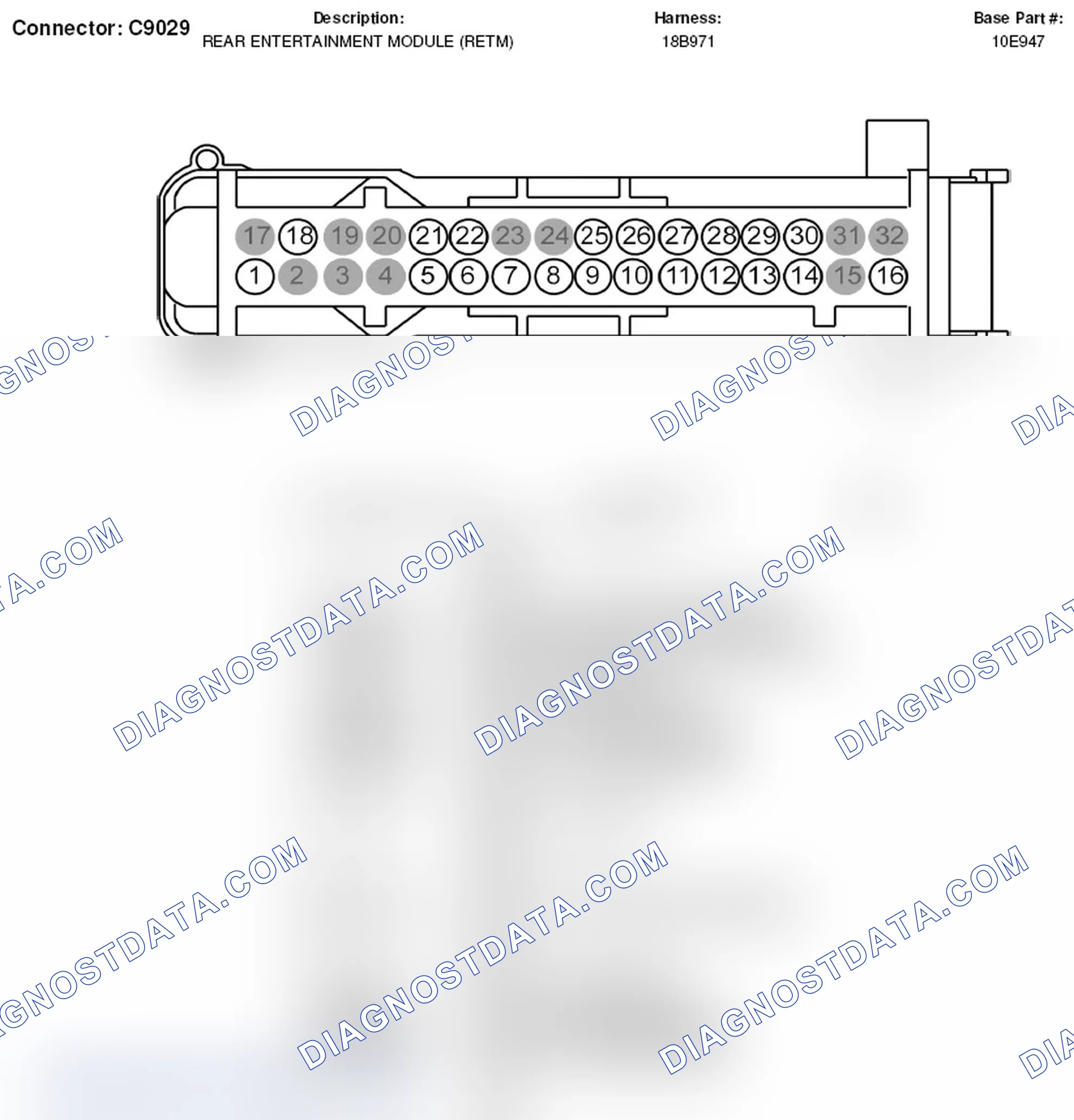 Scheme 396: Rear Entertainment Module Connector End View (C9029)