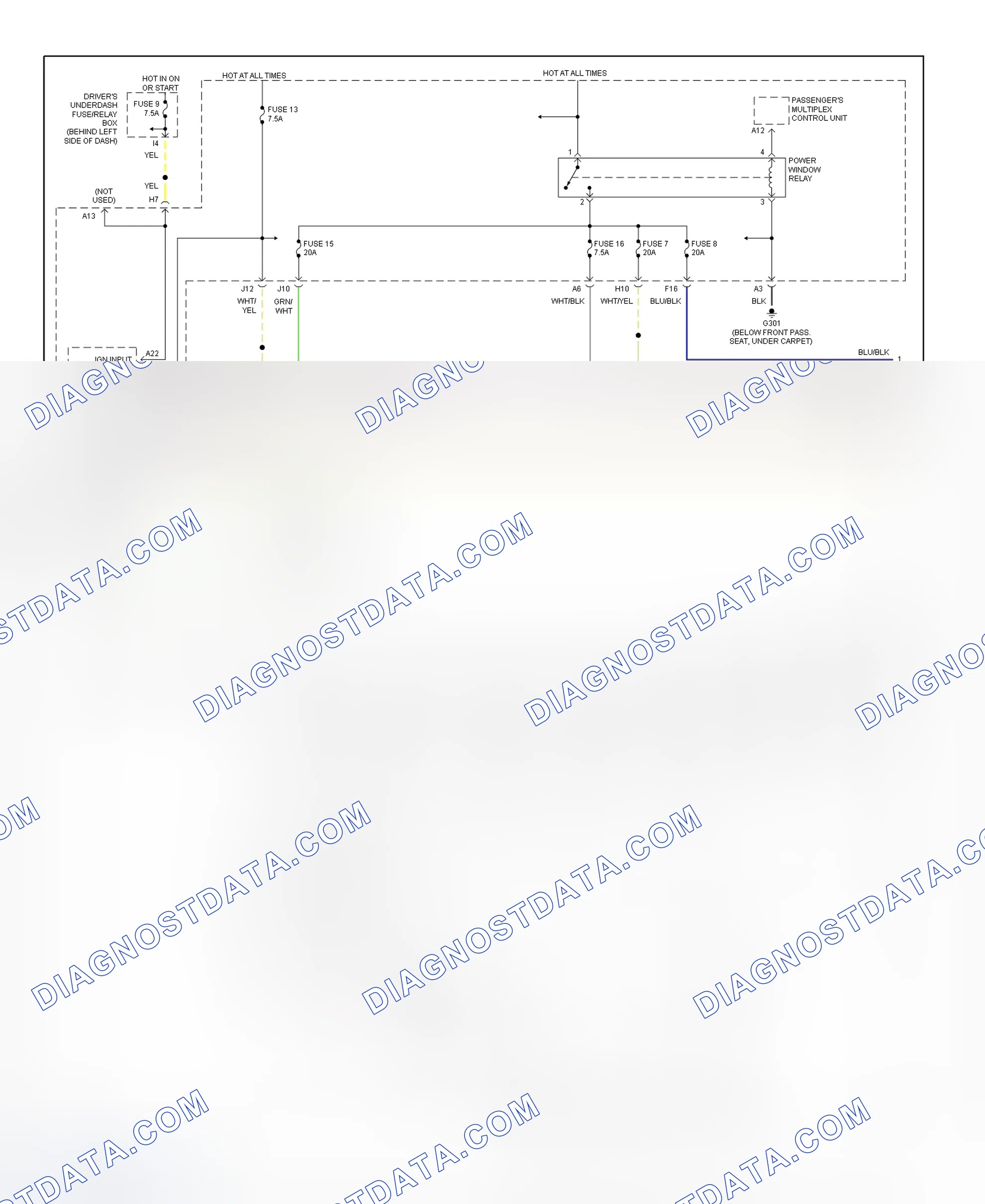 Fig. 14: Power Windows System Schematic (Accord - 1 Of 2)