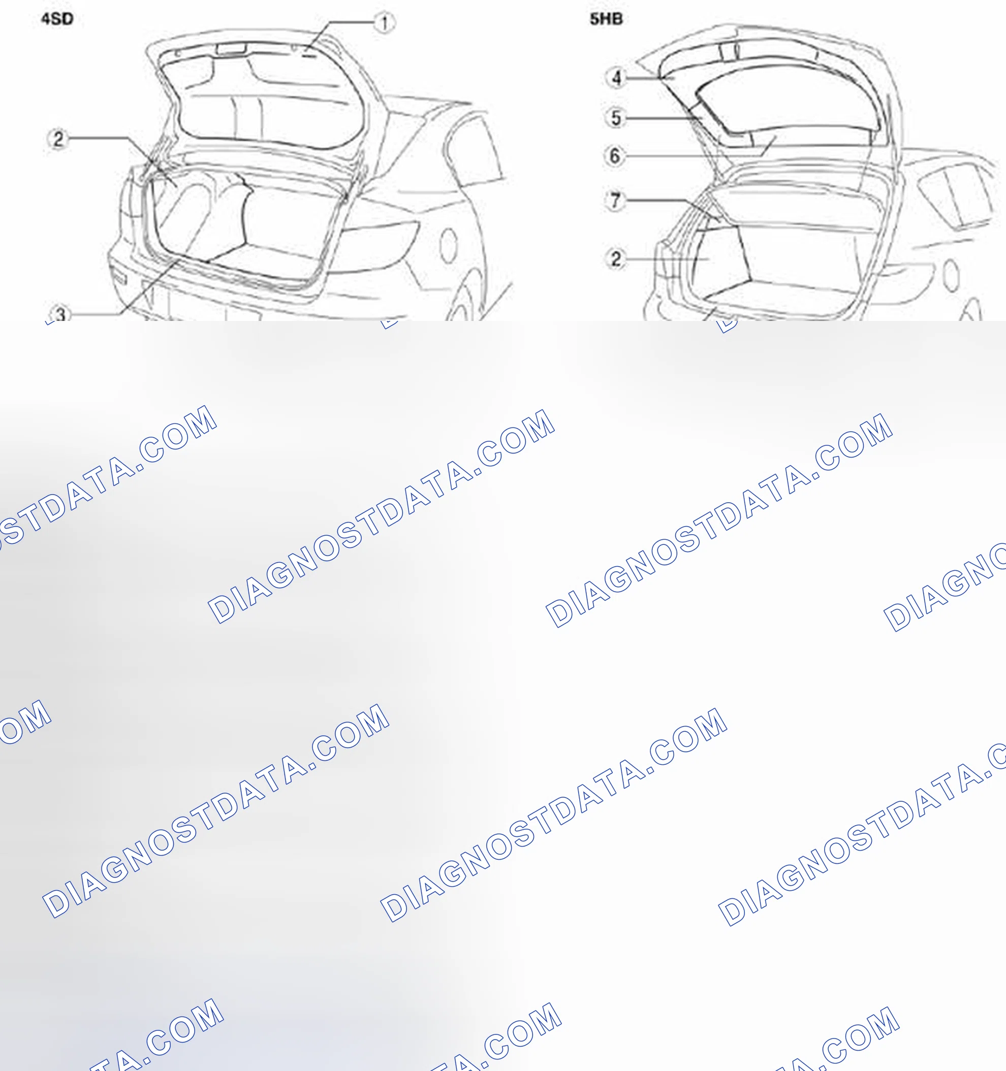 Scheme 58: Locating Liftgate Side Trim Components (4SD/5HB)