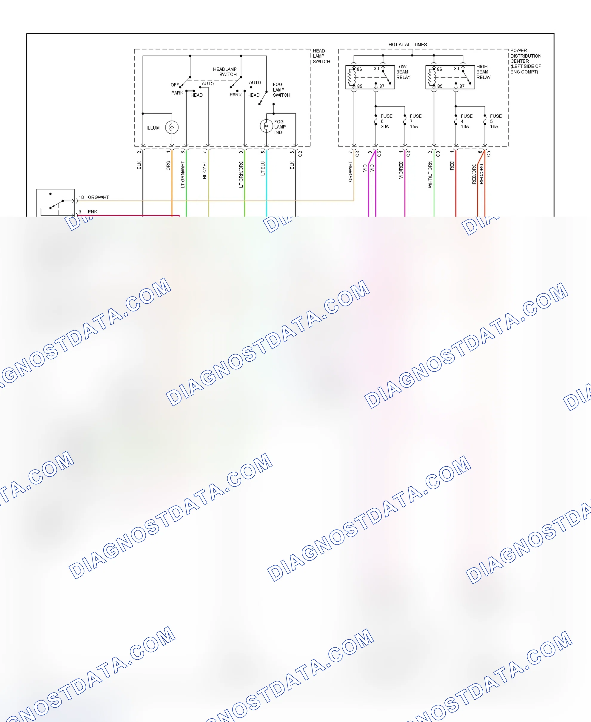 Scheme 3: Headlight System Wiring Diagram (Caravan & Voyager)