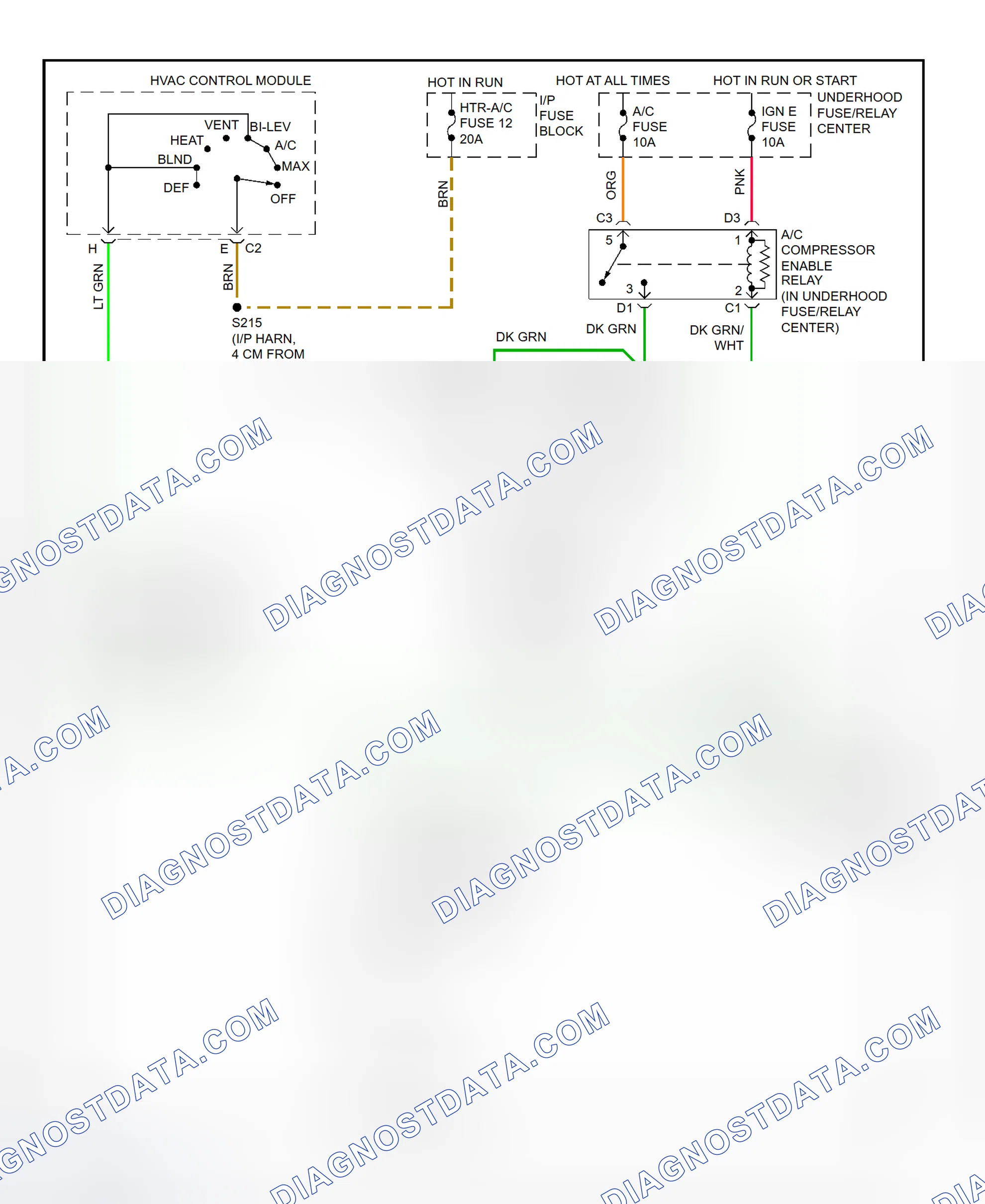 Scheme 23: A/C Compressor Clutch Control Circuit Wiring Diagram (2000 Express & Savana - Except Diesel Engine)
