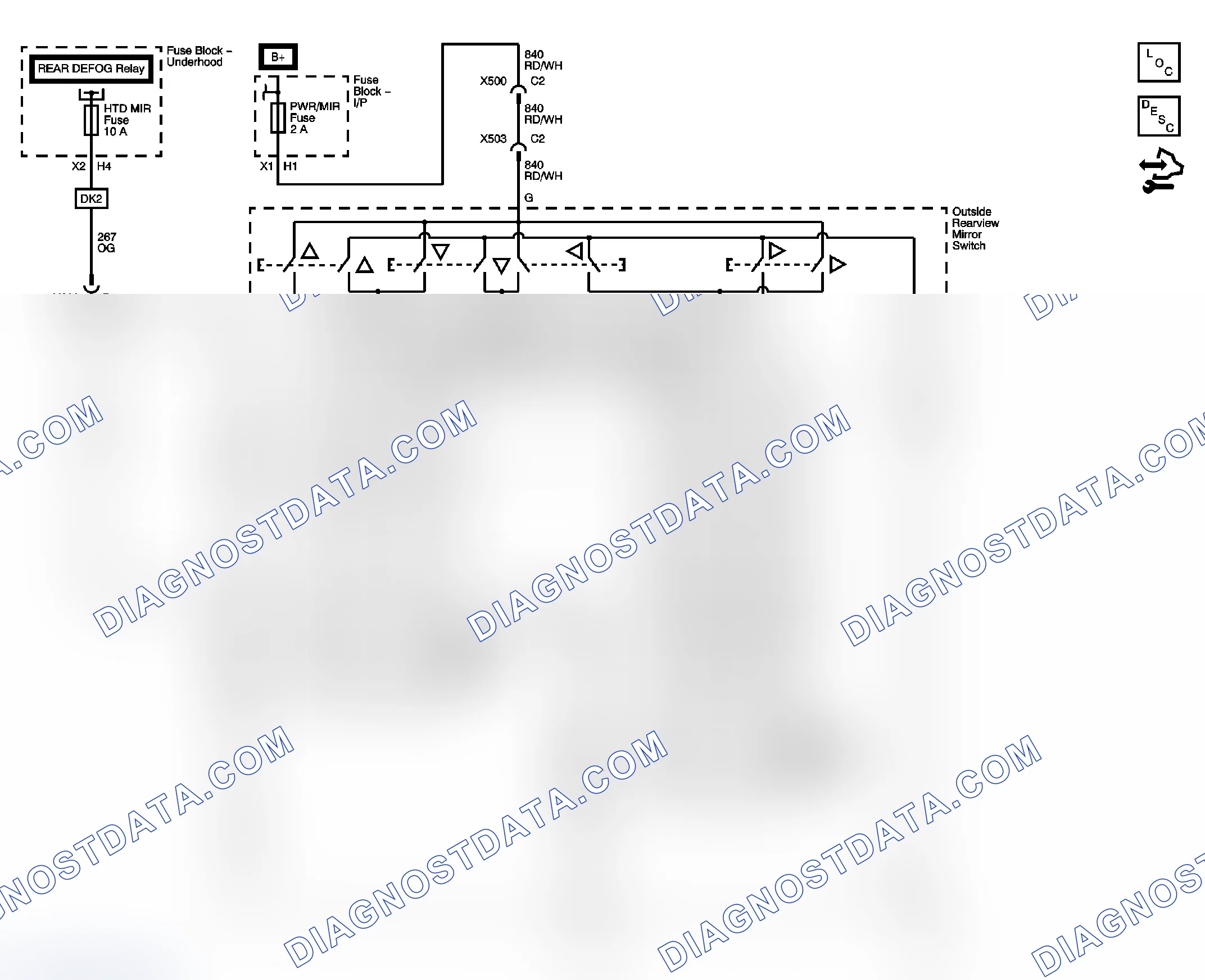 Scheme 2: Outside Rearview Mirror Wiring Schematics