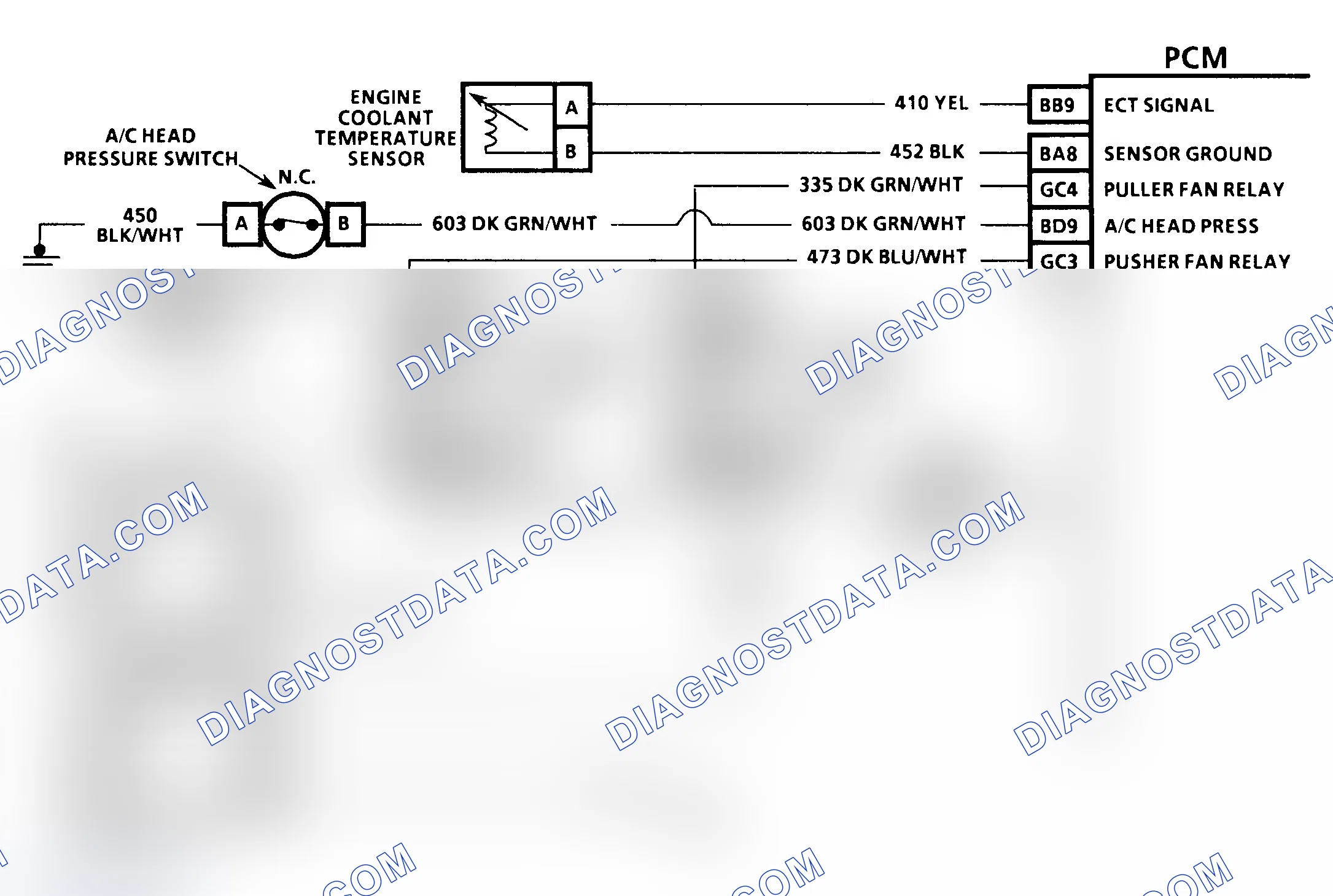 Scheme 335: CODE 69, Schematic, A/C Head Pressure Switch (3.8L)