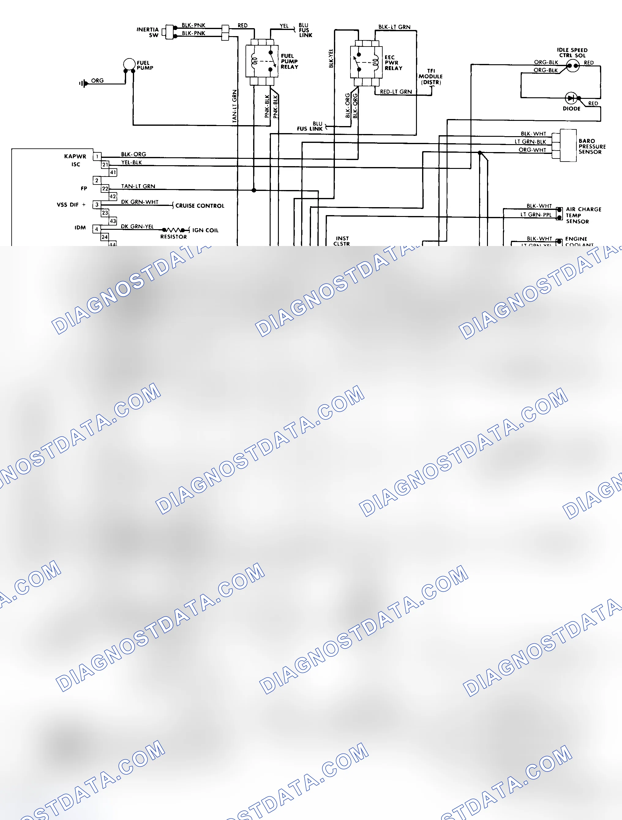 Scheme 16: 3.8L MPFI (RWD) Wiring Diagram (Cougar & Thunderbird)