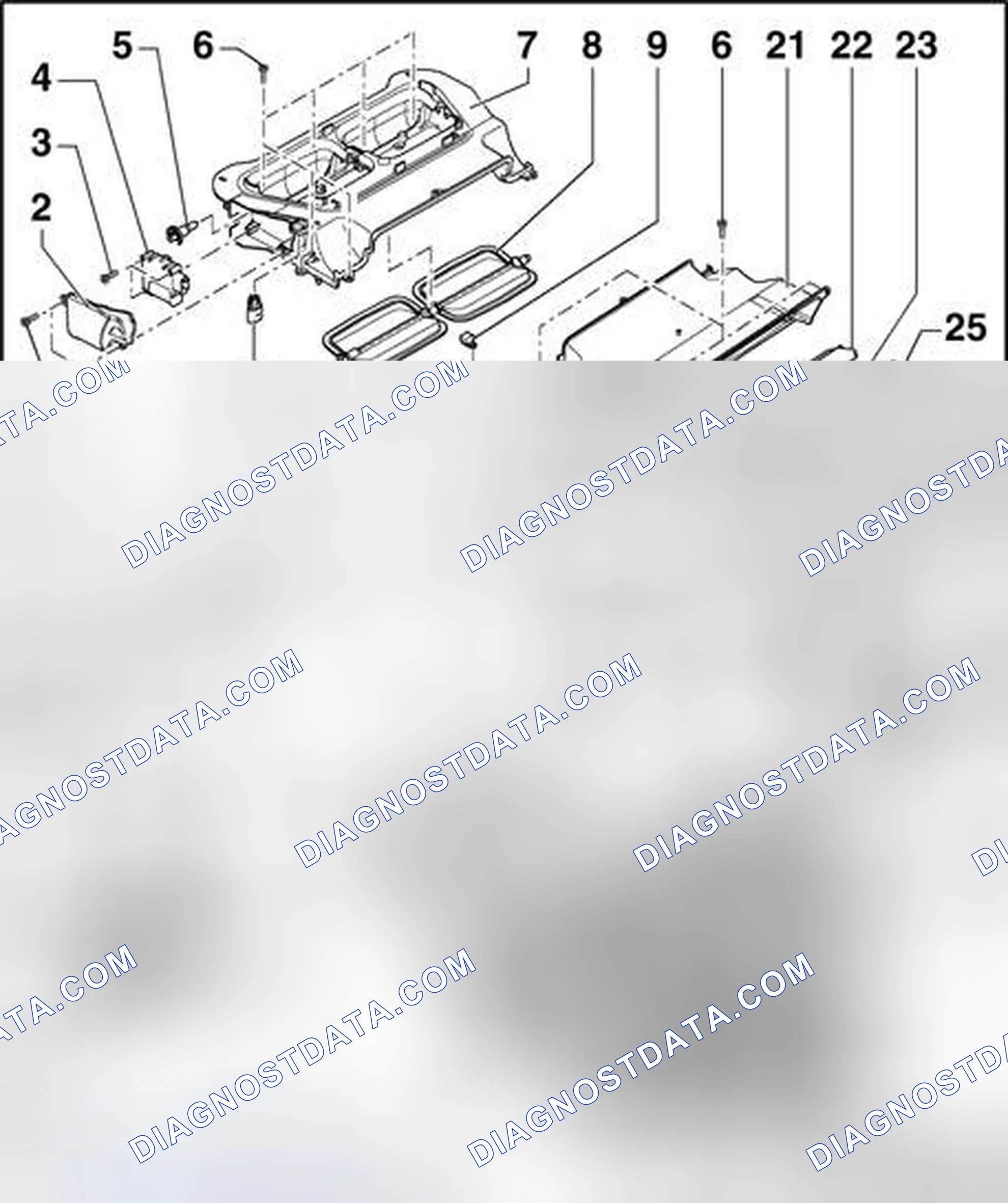 Scheme 186: Covers in plenum chamber, fresh-air blower and evaporator, removing and installing