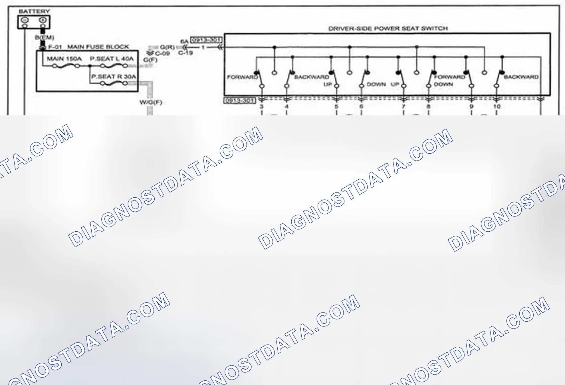 Scheme 204: Power Seat Wiring Diagram - 0913-2a (1 Of 2)