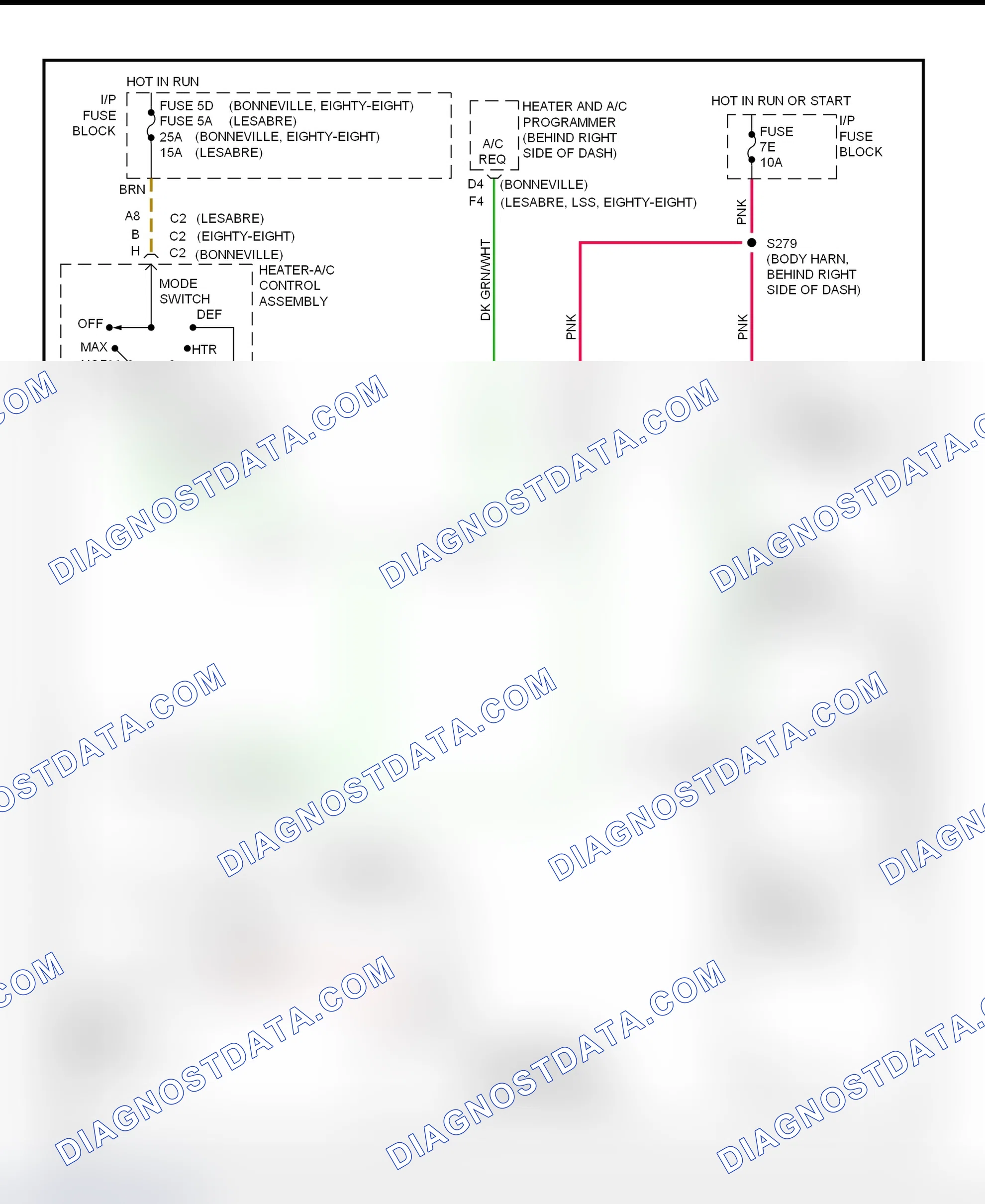 Scheme 5: A/C Compressor Clutch Control Circuit Wiring Diagram (Bonneville, Eighty Eight, LeSabre & LSS)