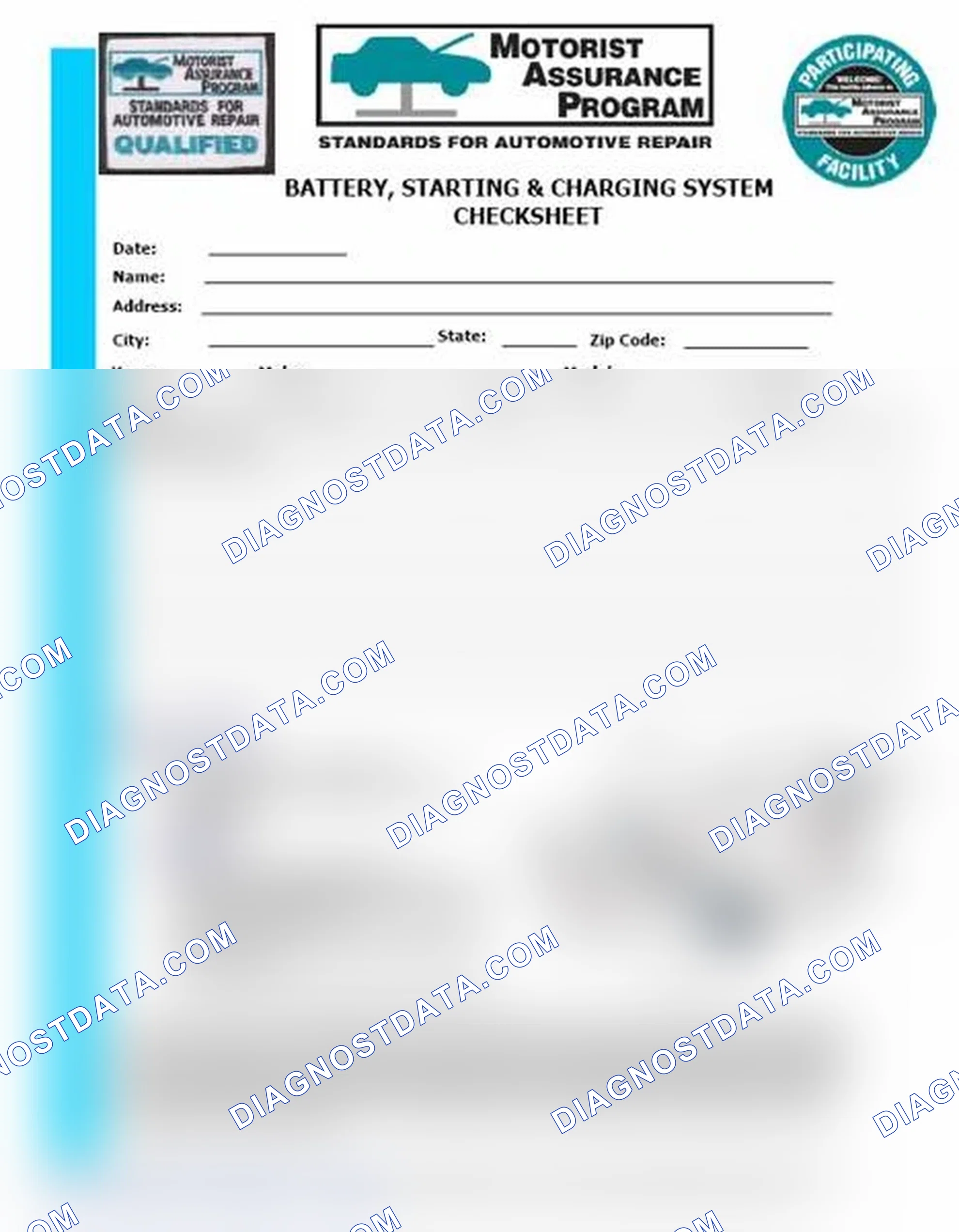 Scheme 3: Battery, Starting & Charging System Checksheet (1 Of 2)