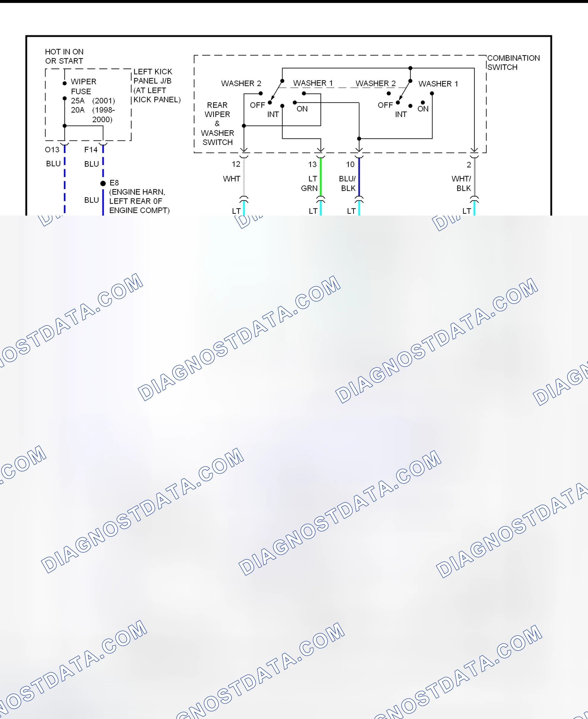 Scheme 20: Wiper/Washer System Wiring Diagram (Lexus LX470 - Rear)