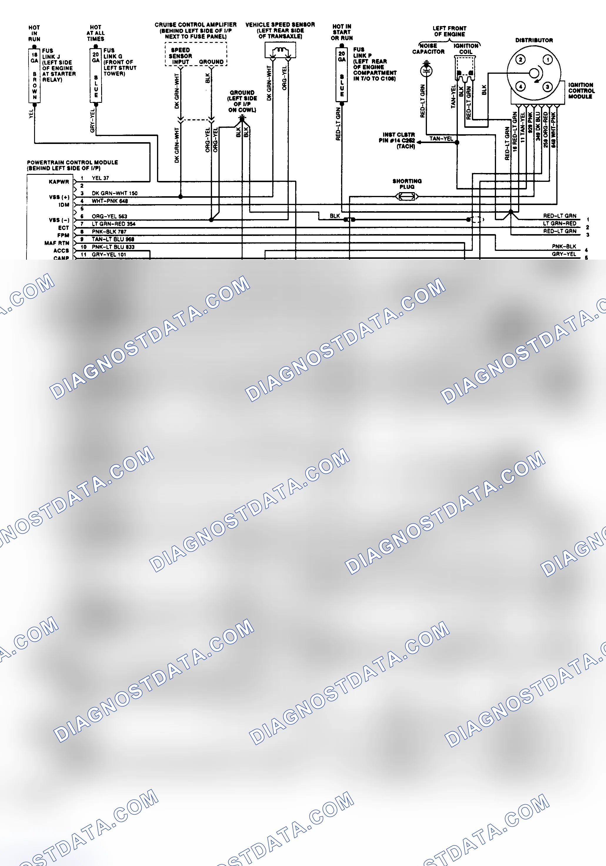 Scheme 154: EEC-IV Wiring Diagram (Tempo/Topaz 3.0L - 1 of 2)