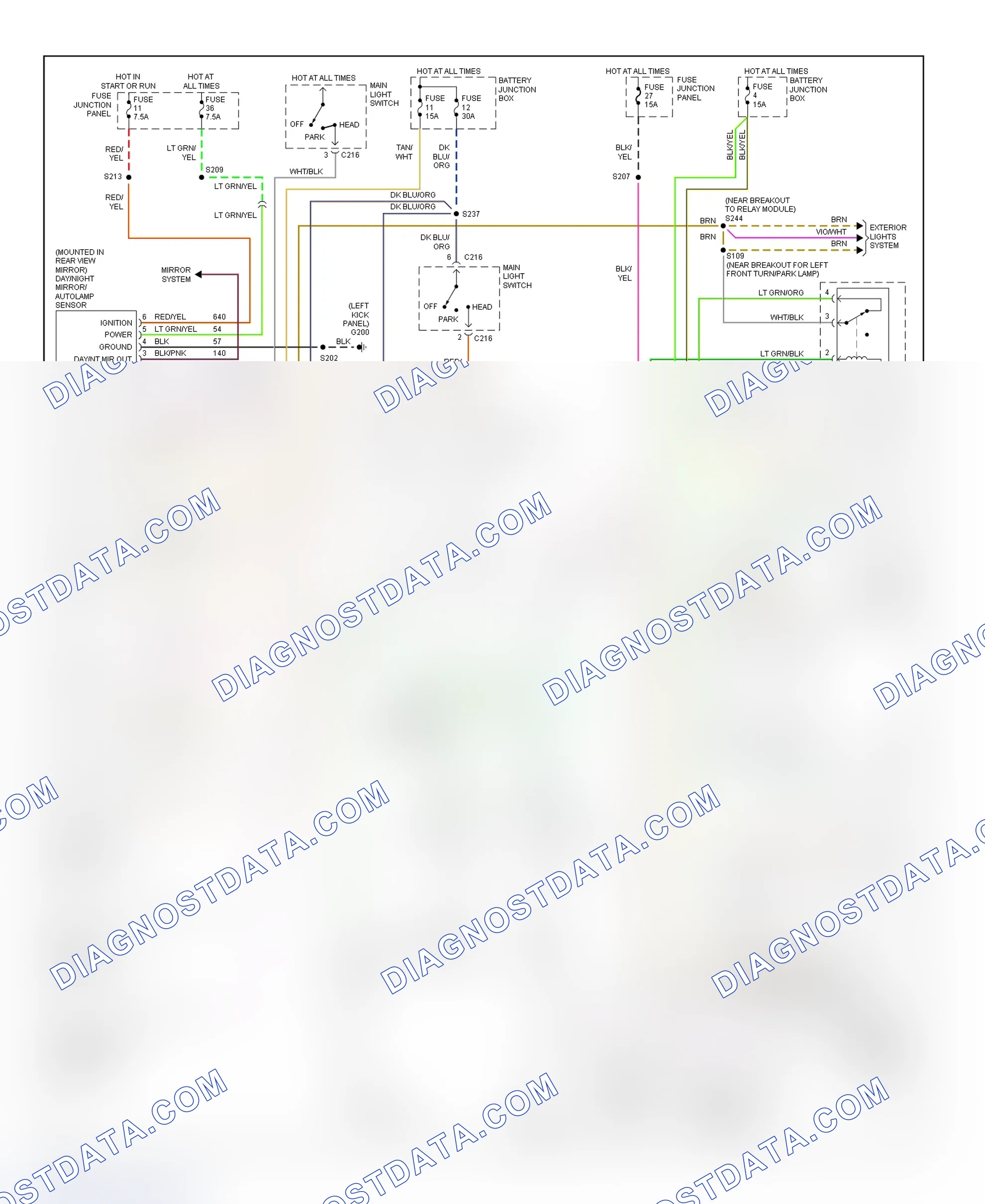 Scheme 11: Headlight System Wiring Diagram (Explorer & Mountaineer - Autolamps Circuit)