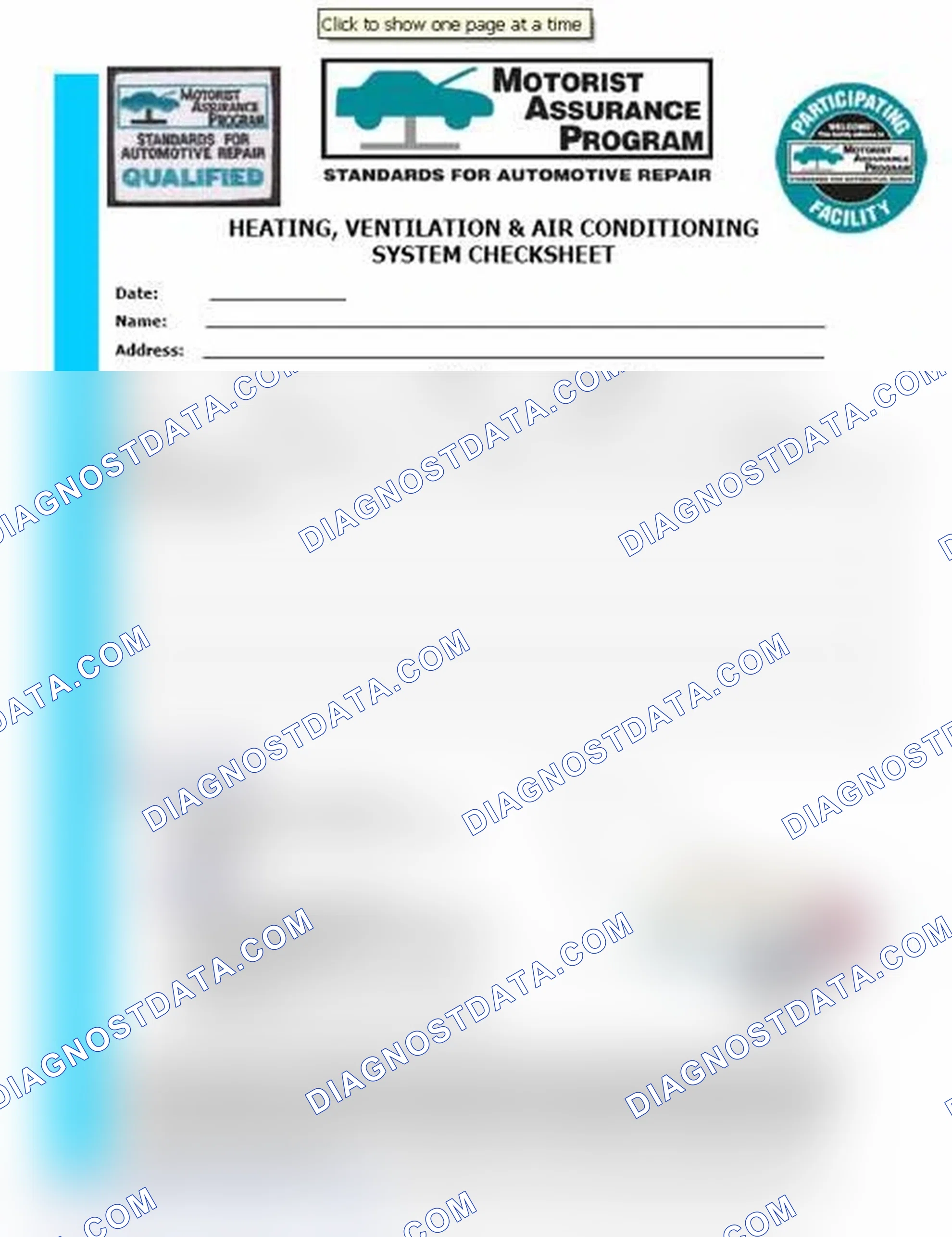 Scheme 15: Heating, Ventilation & Air Conditioning System Checksheet (1 Of 2)