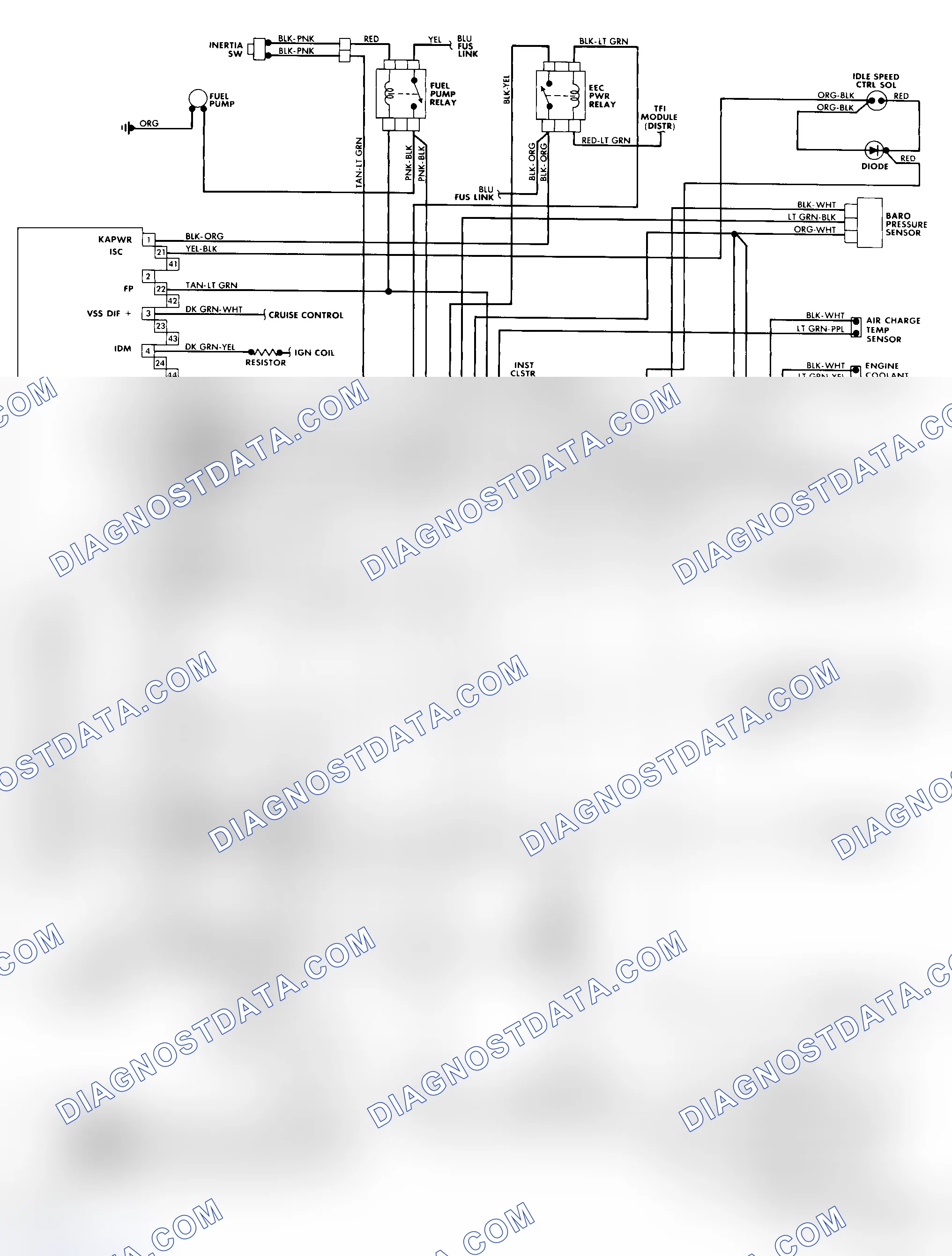 Scheme 14: 3.8L MPFI (RWD) Wiring Diagram (Cougar & Thunderbird)