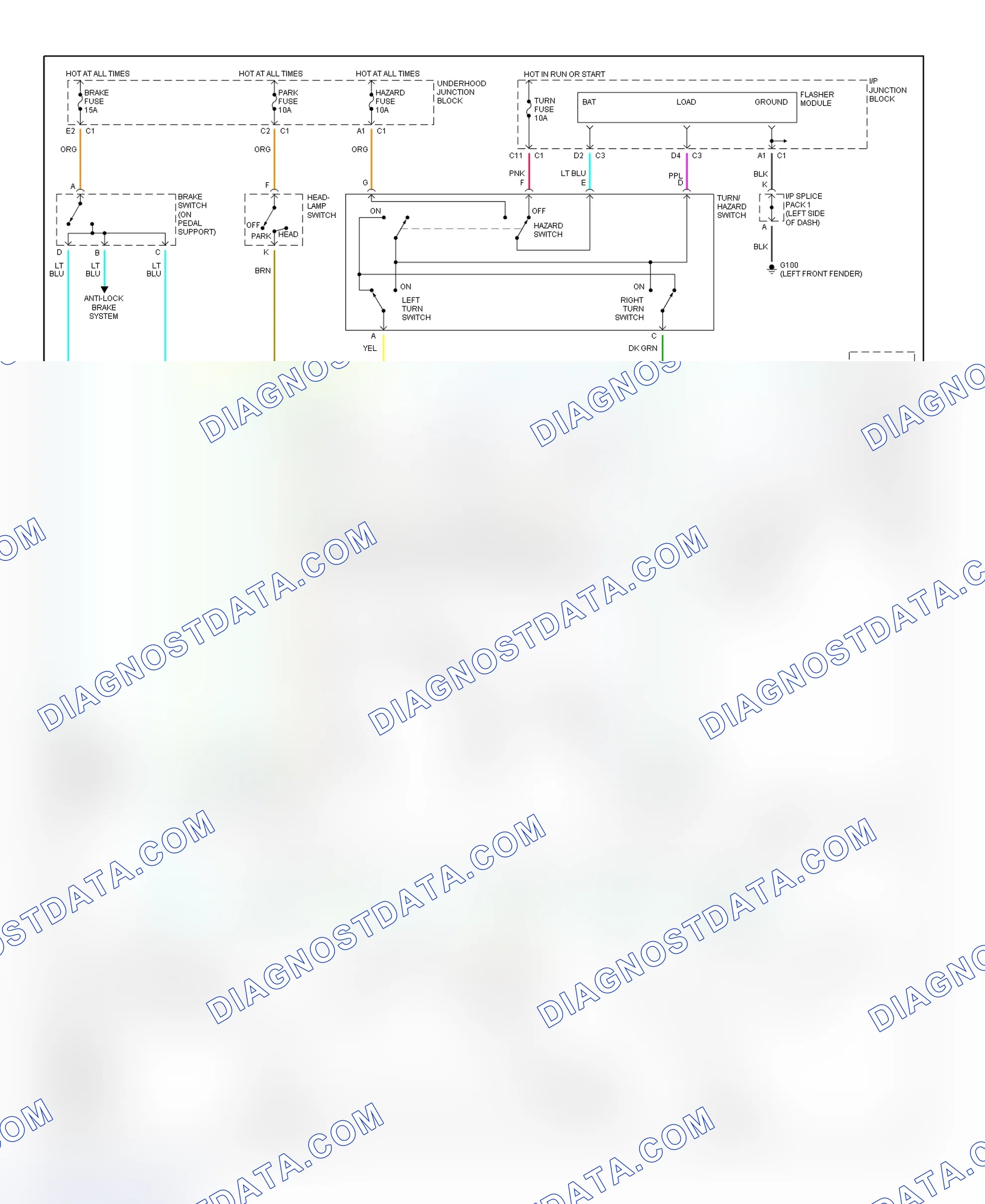 Scheme 39: Exterior Lights Wiring Diagram (Saturn Coupe)