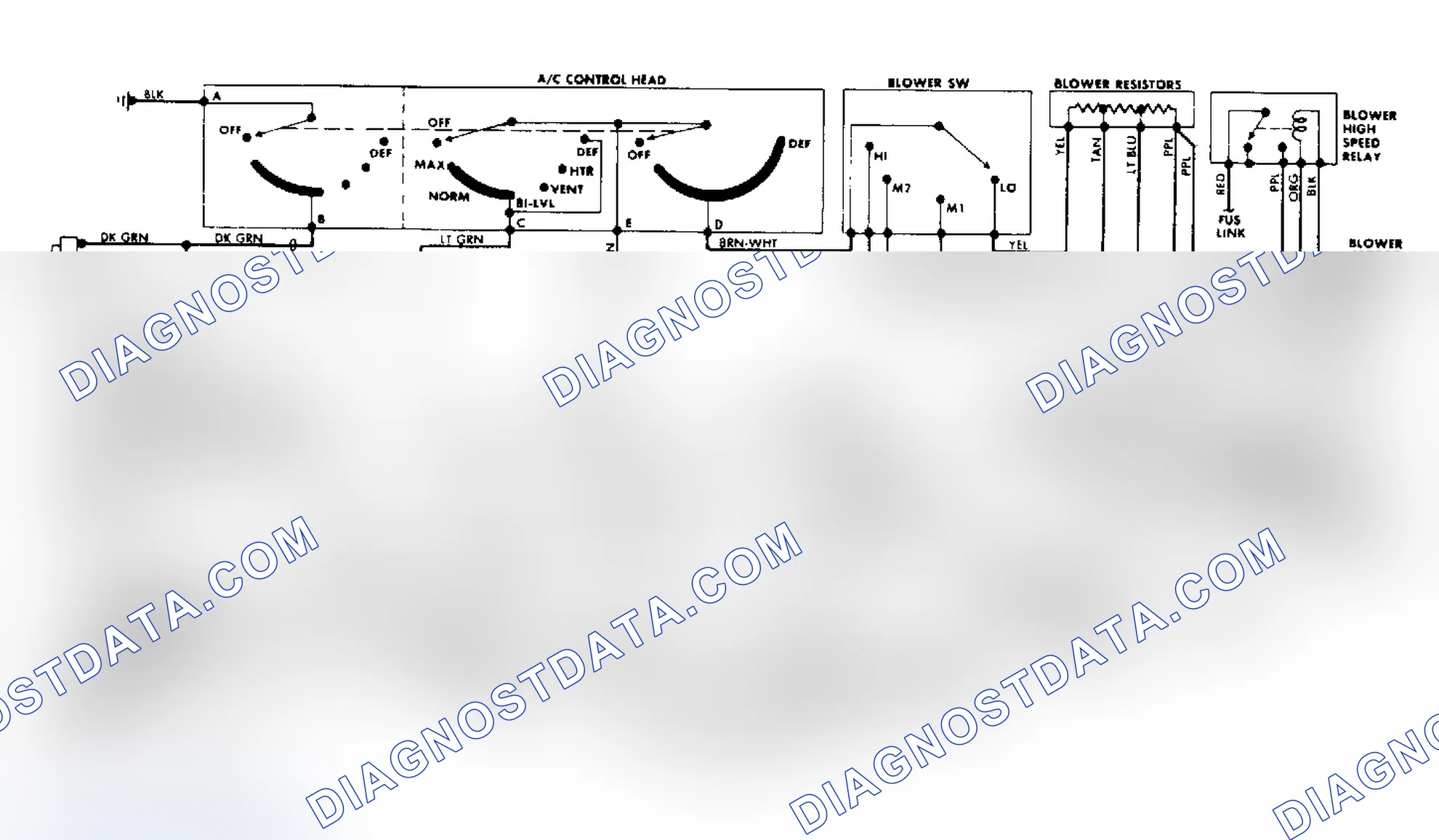 Scheme 13: Cooling Fan/Manual A/C-Heater Wiring Diagram - Chevrolet Camaro and Pontiac Firebird