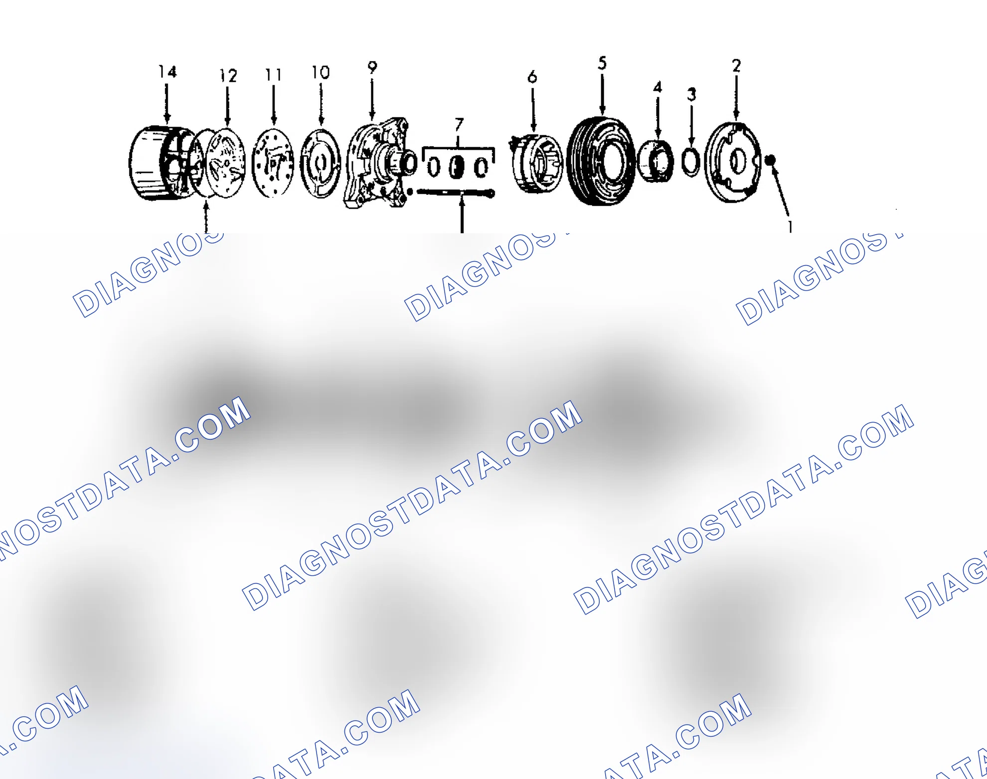 Scheme 6: Exploded View of Harrison HR-6 6-Cylinder Compressor