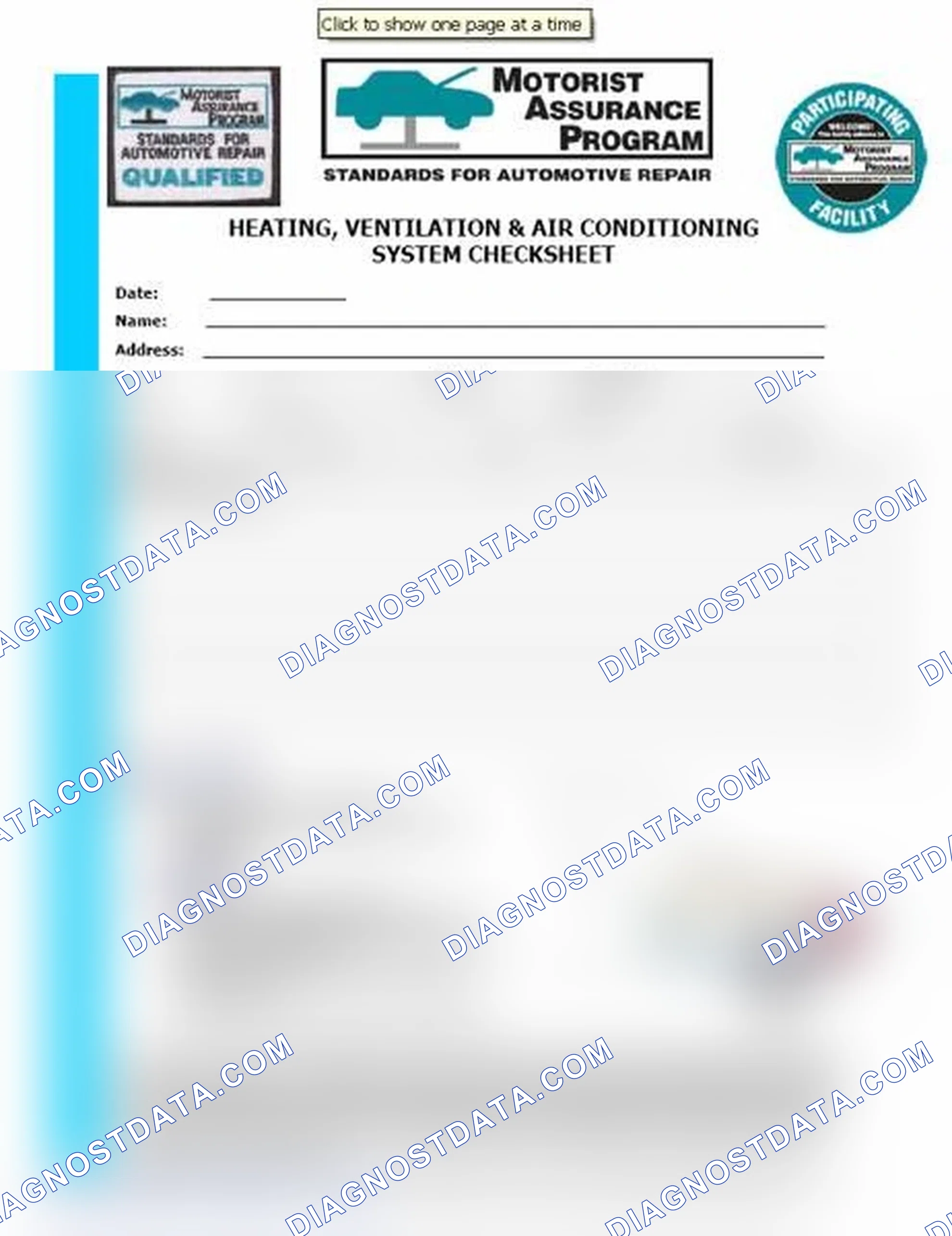 Scheme 15: Heating, Ventilation & Air Conditioning System Checksheet (1 Of 2)