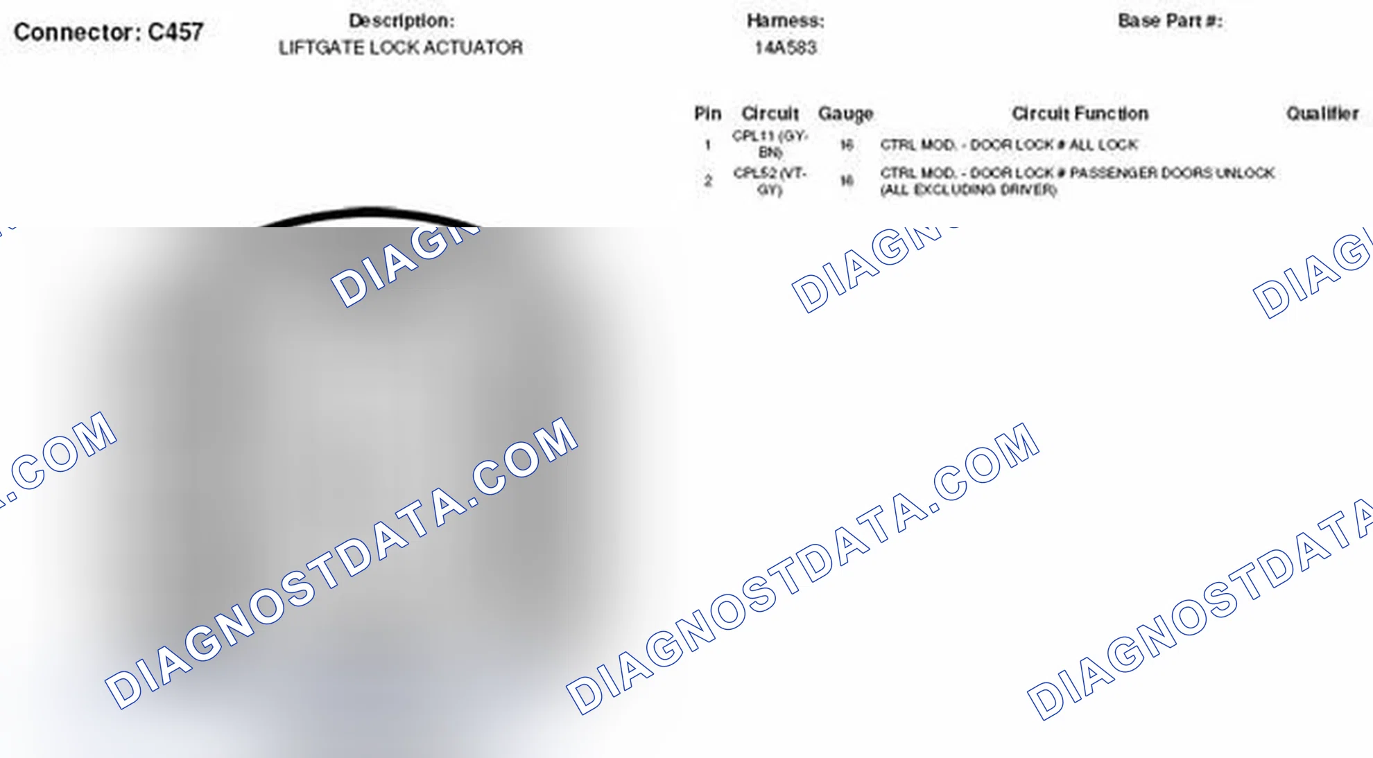 Scheme 187: Liftgate Lock Actuator Connector End View (C457)