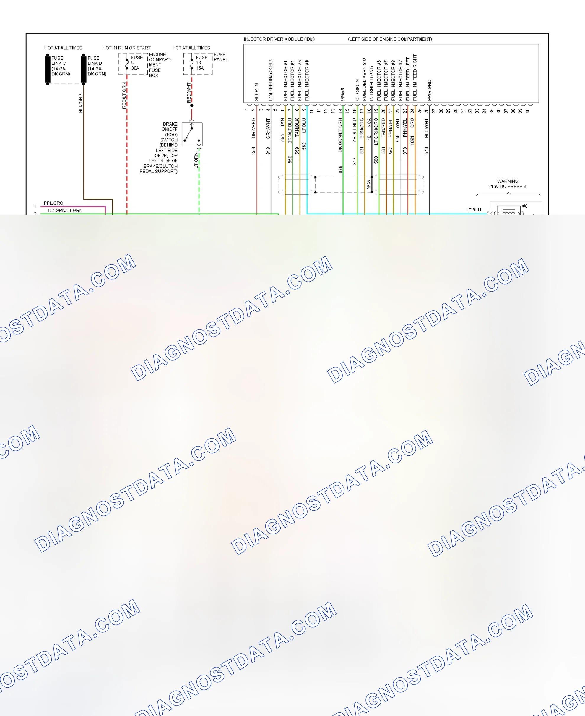 Scheme 116: 1995 Pickup 7.3L Turbo Diesel PCM Wiring Diagram (3 Of 3)