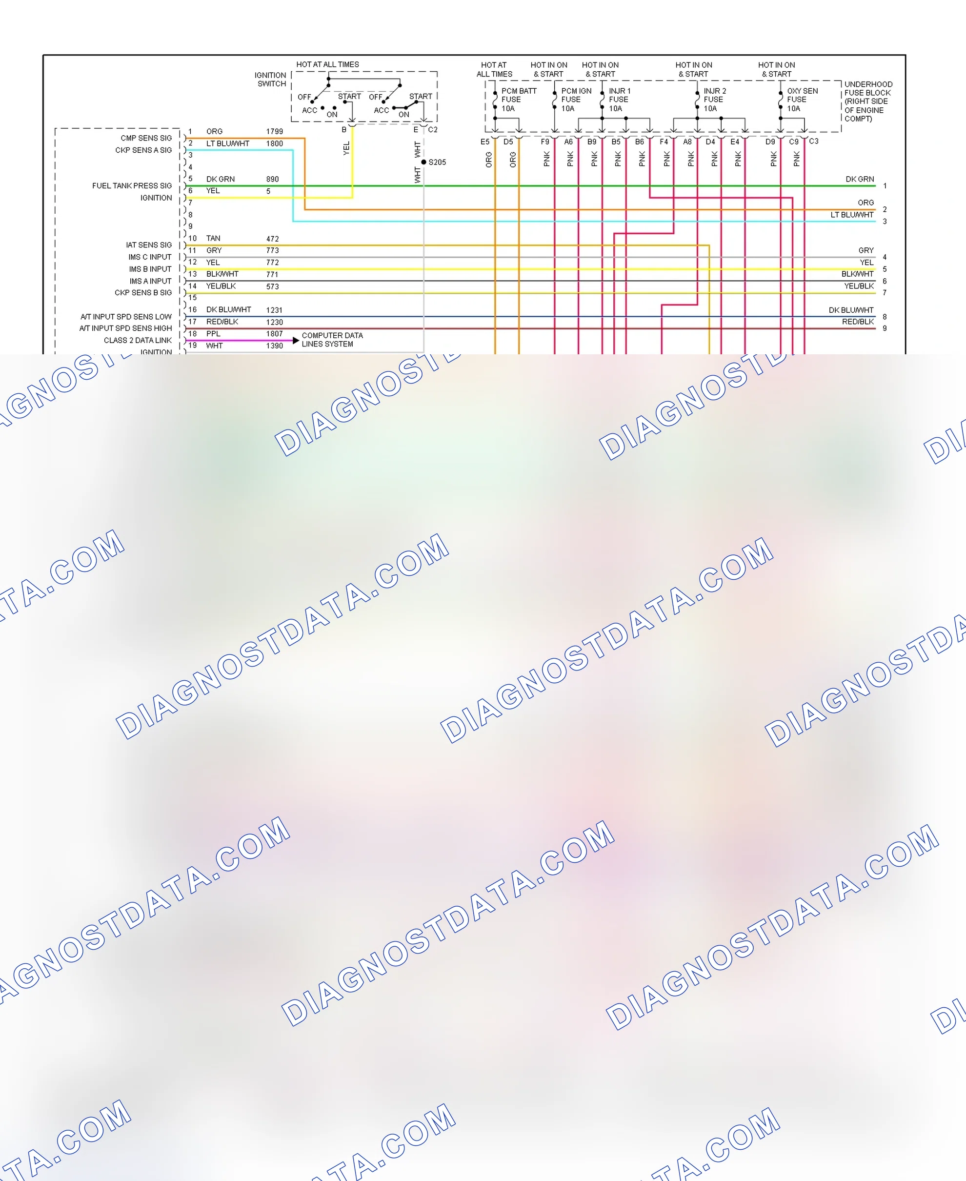 Scheme 210: PCM Wiring Diagram (Seville - 4.6L - 1 Of 5)