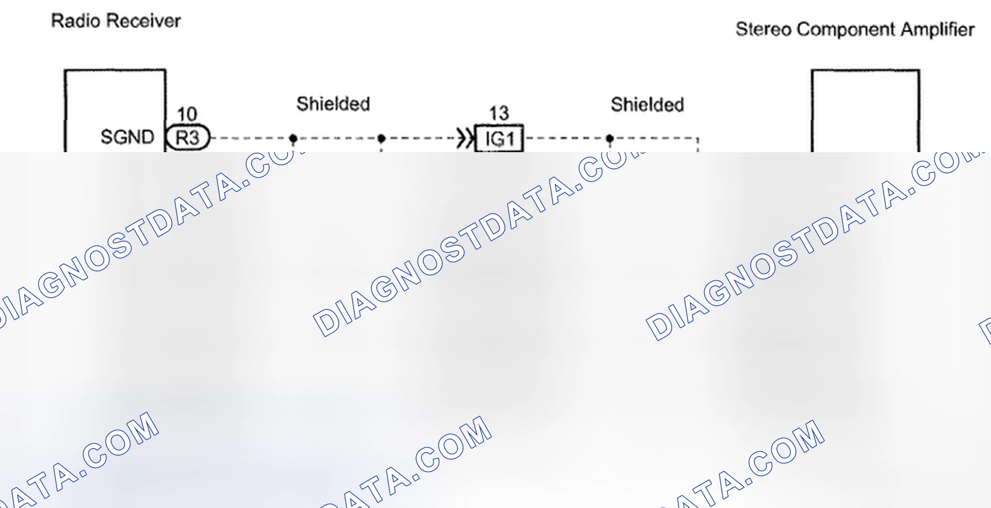 Scheme 16: Amp Sound Signal Circuit Between Radio Receiver Assembly And Stereo Component Tuner - Wiring Diagram