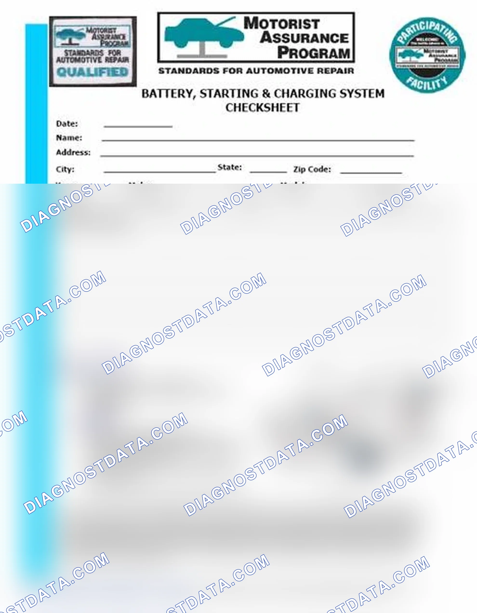 Scheme 3: Battery, Starting & Charging System Checksheet (1 Of 2)