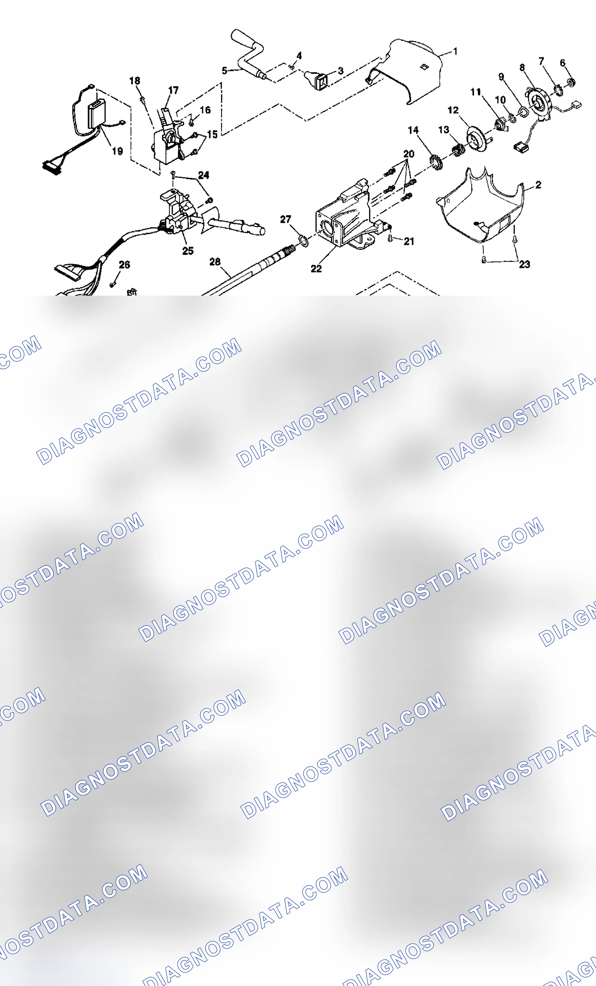 Scheme 3: Steering Column Disassembled View (Column Shift Standard)