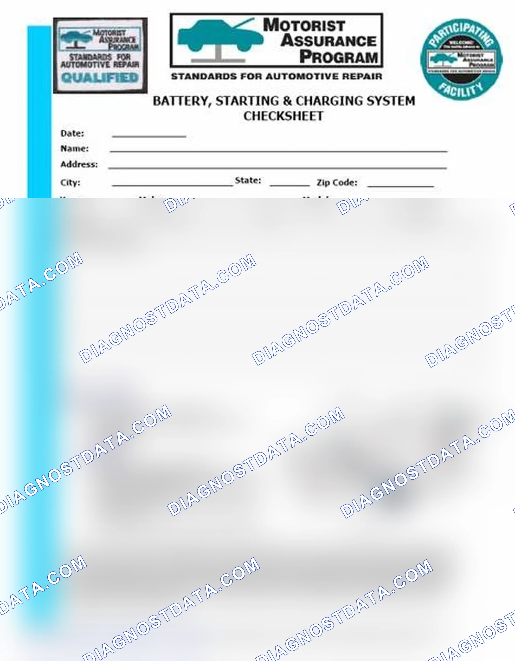 Scheme 3: Battery, Starting & Charging System Checksheet (1 Of 2)