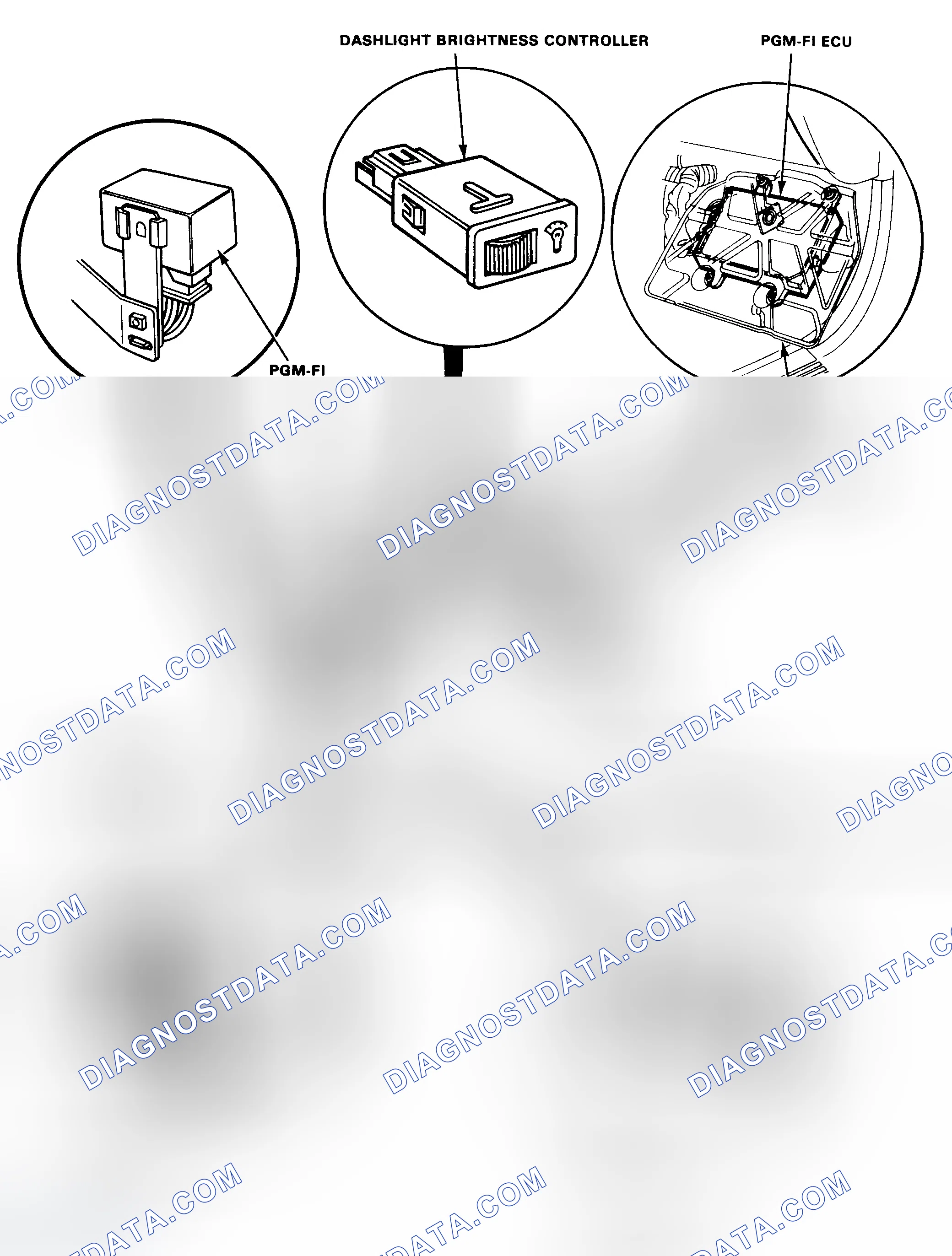 Fig. 3: Locating Passenger Compartment Fuse/Relay Block & Integrated Control Unit (CRX)