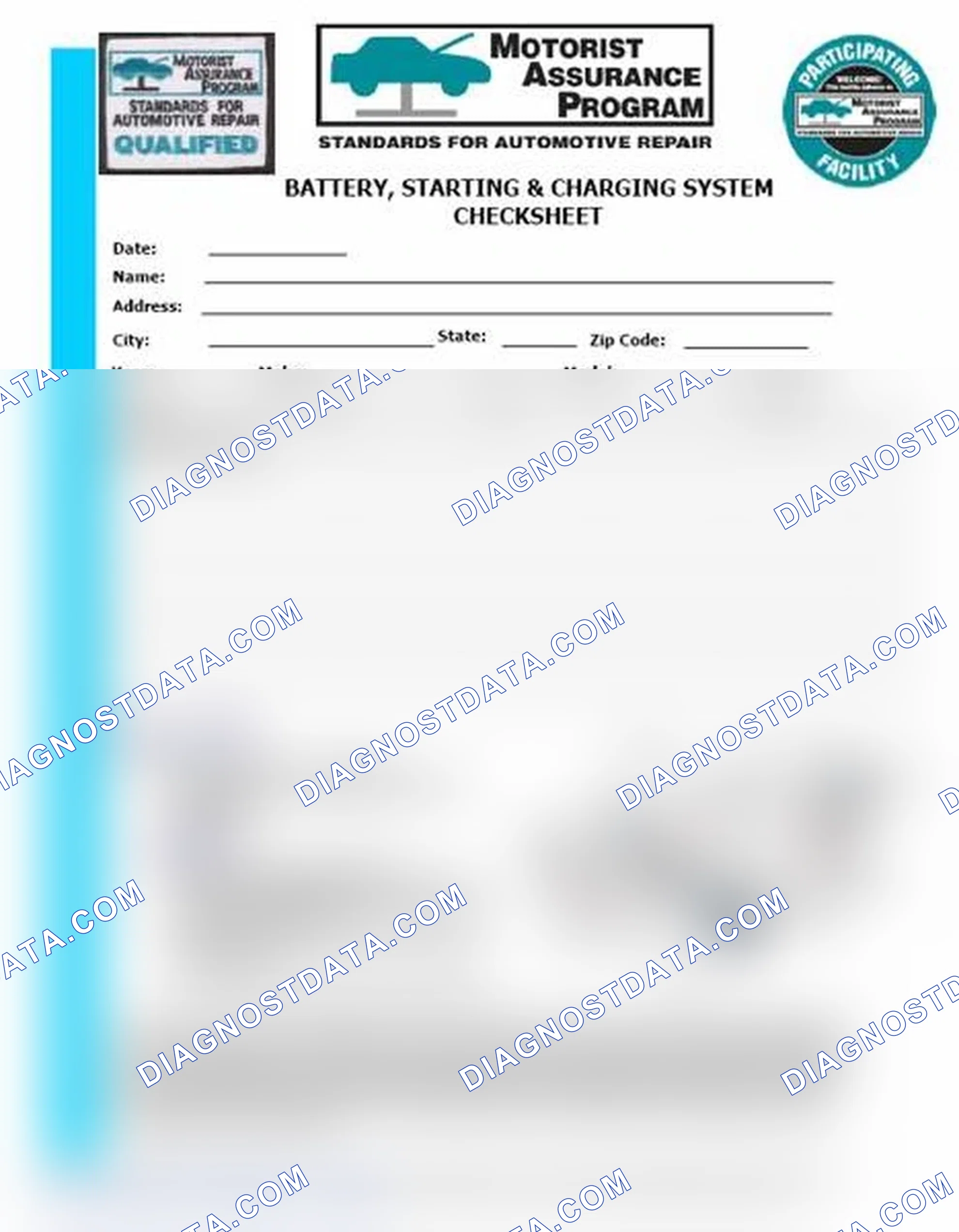 Scheme 3: Battery, Starting & Charging System Checksheet (1 Of 2)