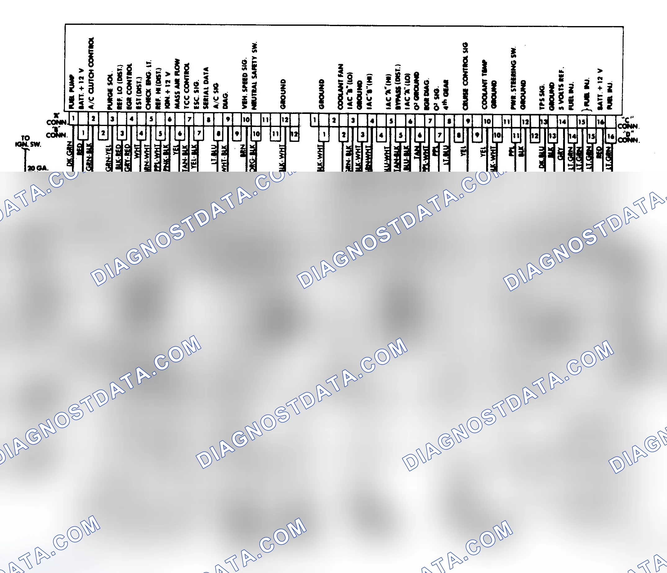 Scheme 372: Port Fuel Injection Wiring Diagram 3.8L (Exc. Turbo)