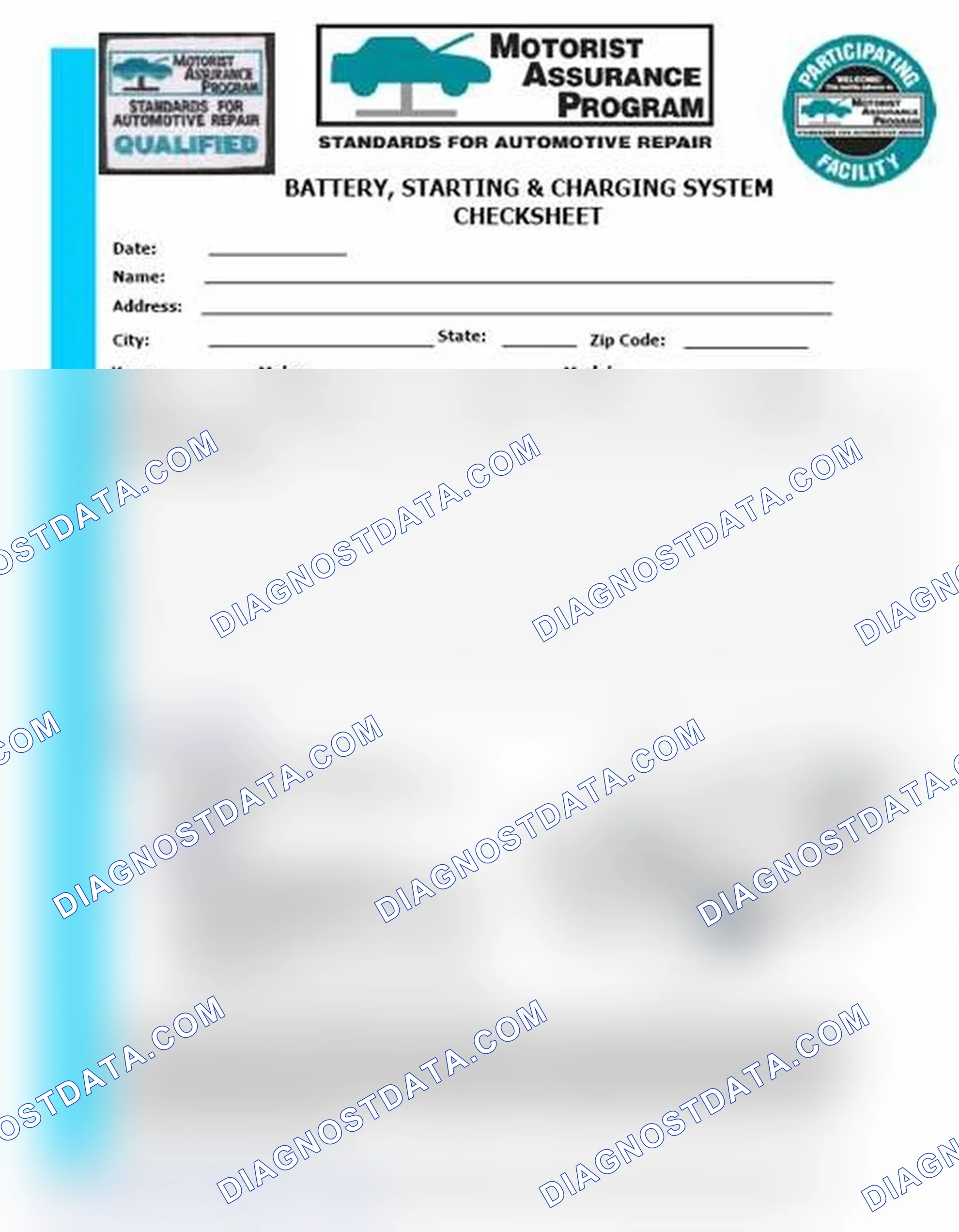 Scheme 3: Battery, Starting & Charging System Checksheet (1 Of 2)