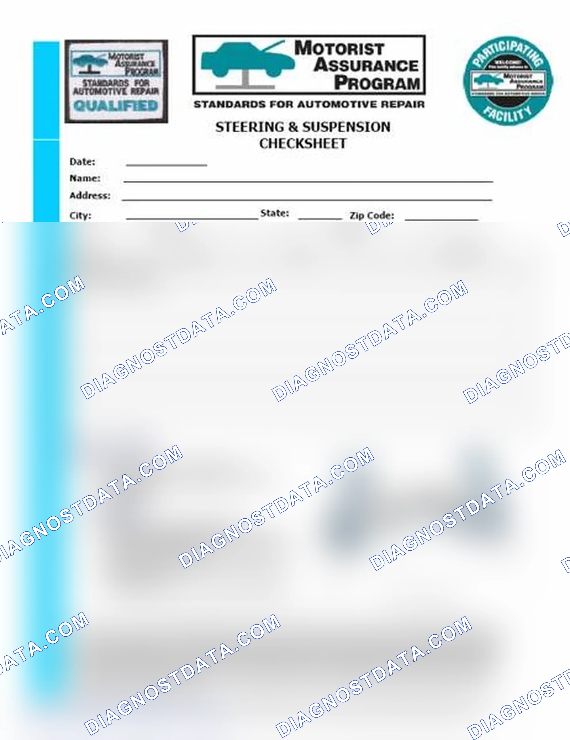 Scheme 11: Steering & Suspension Checksheet (1 Of 2)