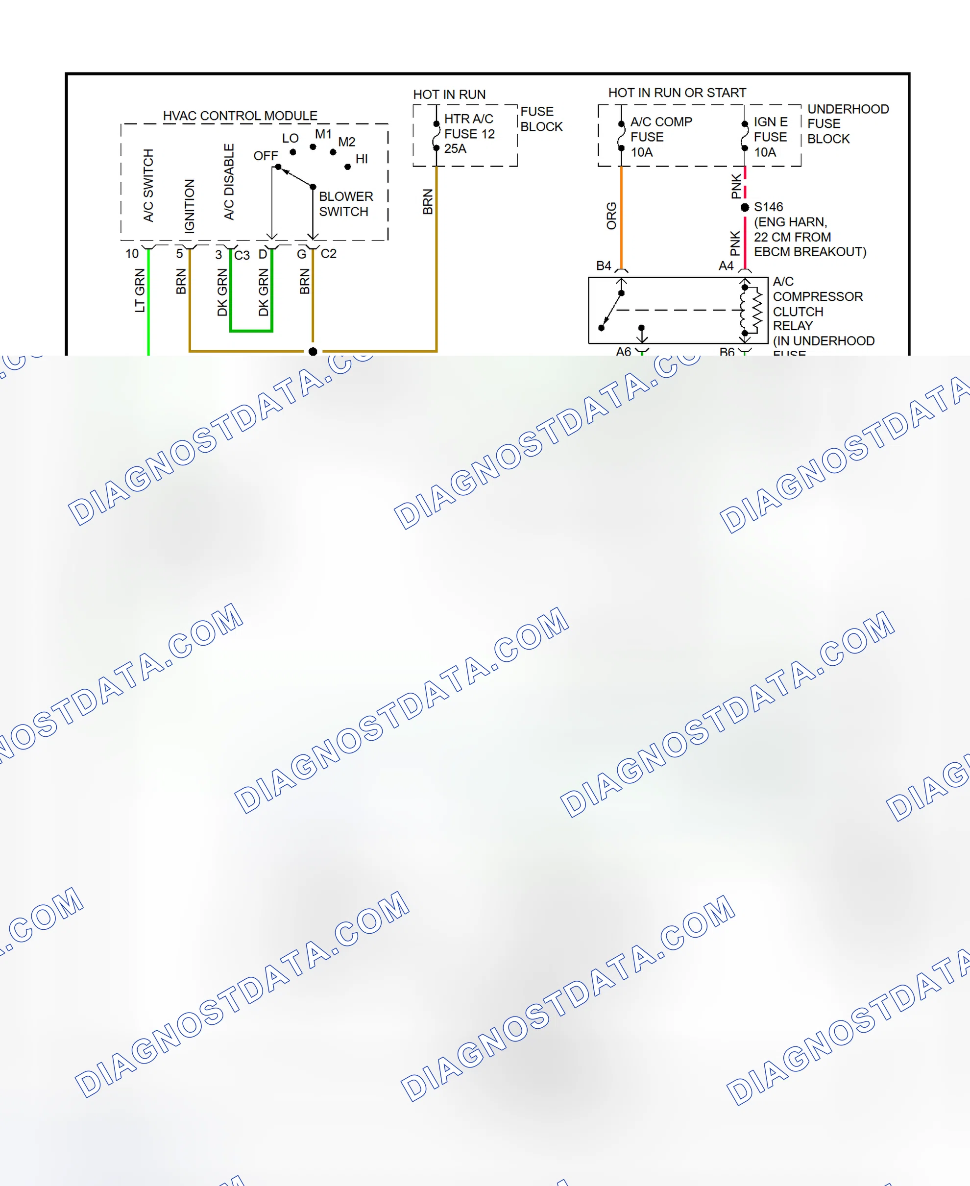 Scheme 10: A/C Compressor Clutch Control Circuit Wiring Diagram (2000 "C" & "K" Pickup, Escalade, Tahoe & Yukon - 5.7L VIN R & 7.4 VIN J)