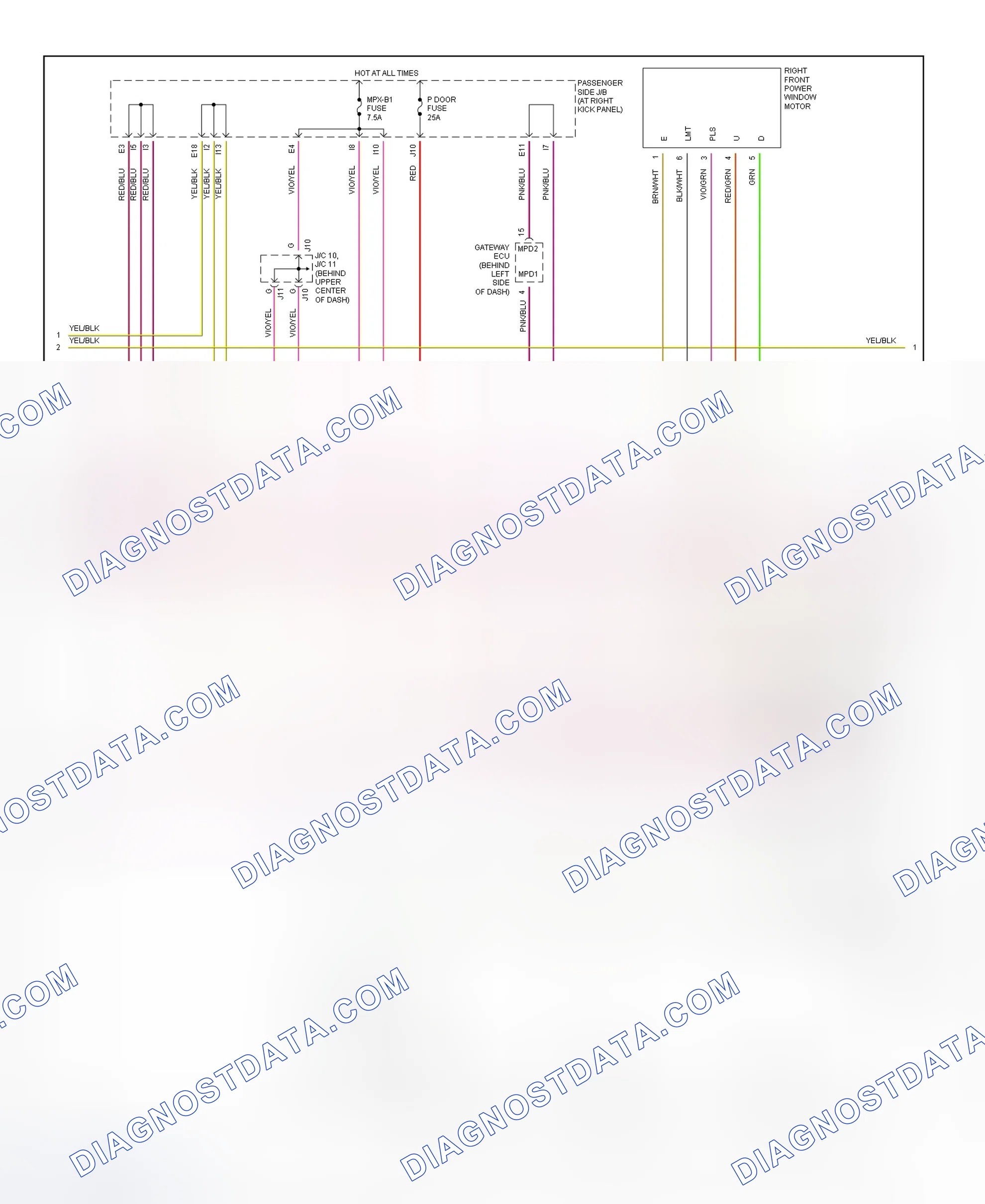 Scheme 3: Power Window System Wiring Diagram (LS430 - 2 Of 3)