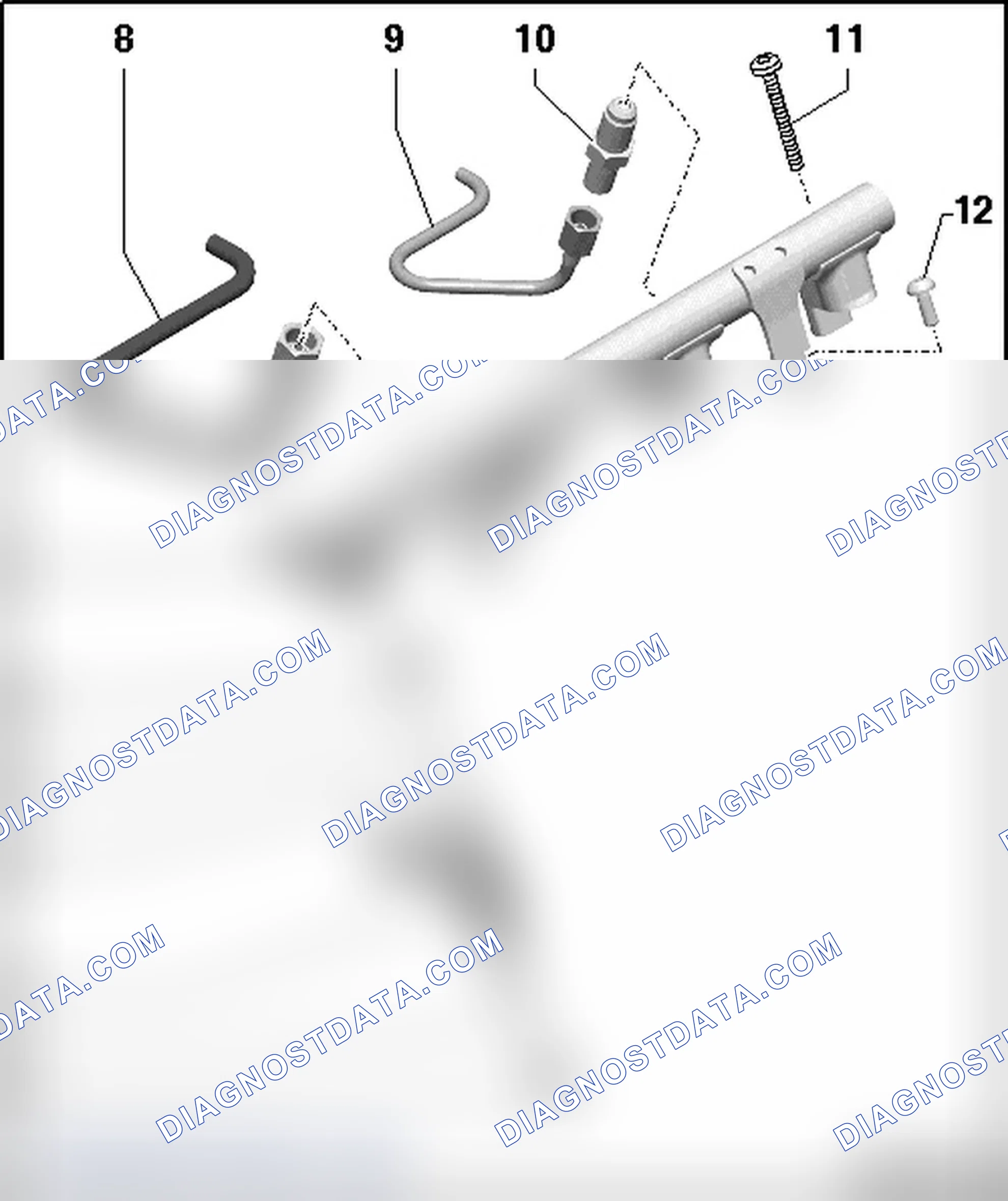 Scheme 180: FUEL INJECTORS WITH FUEL RAIL ASSEMBLY OVERVIEW