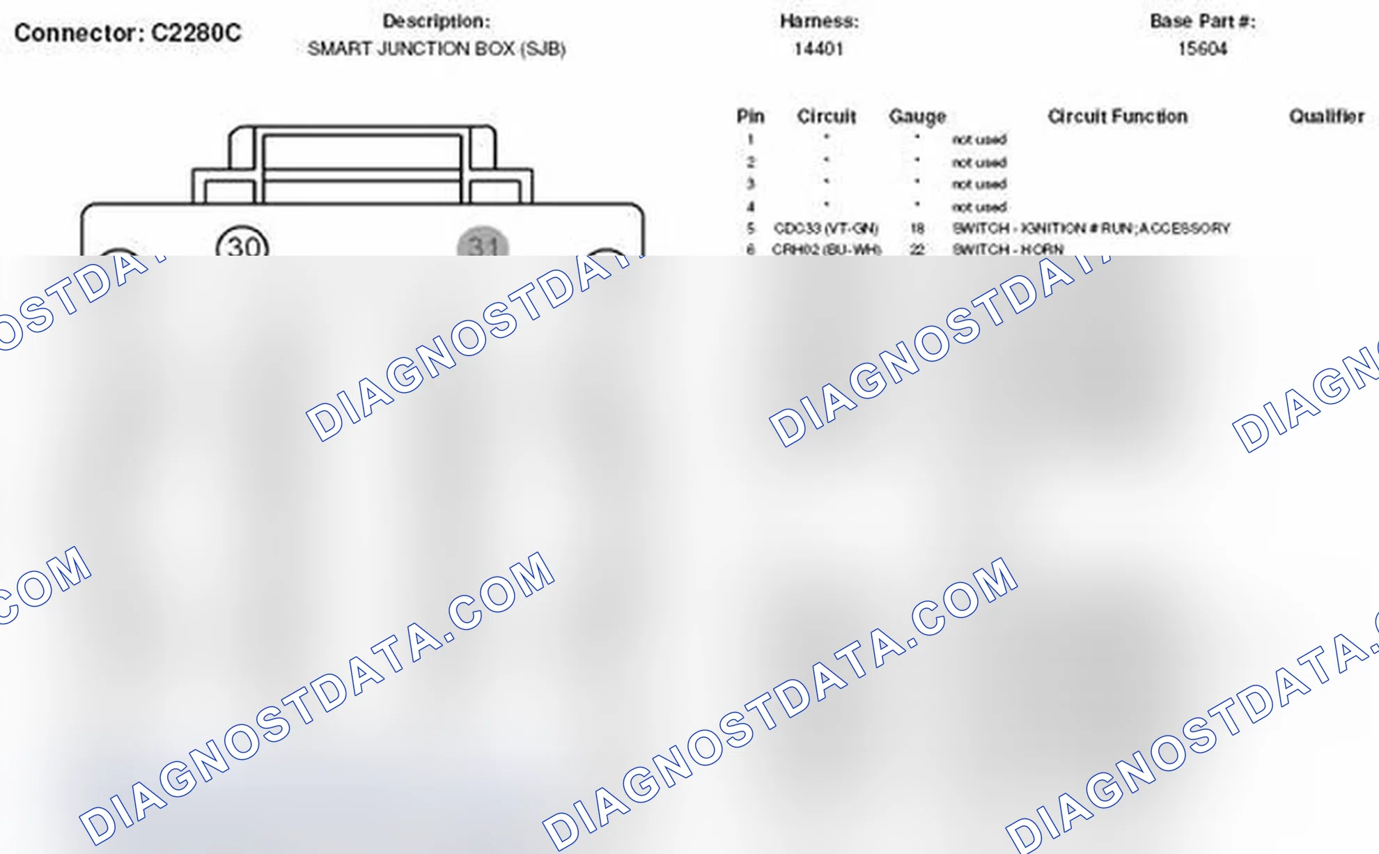 Scheme 315: Smart Junction Box Connector End View (C2280C)