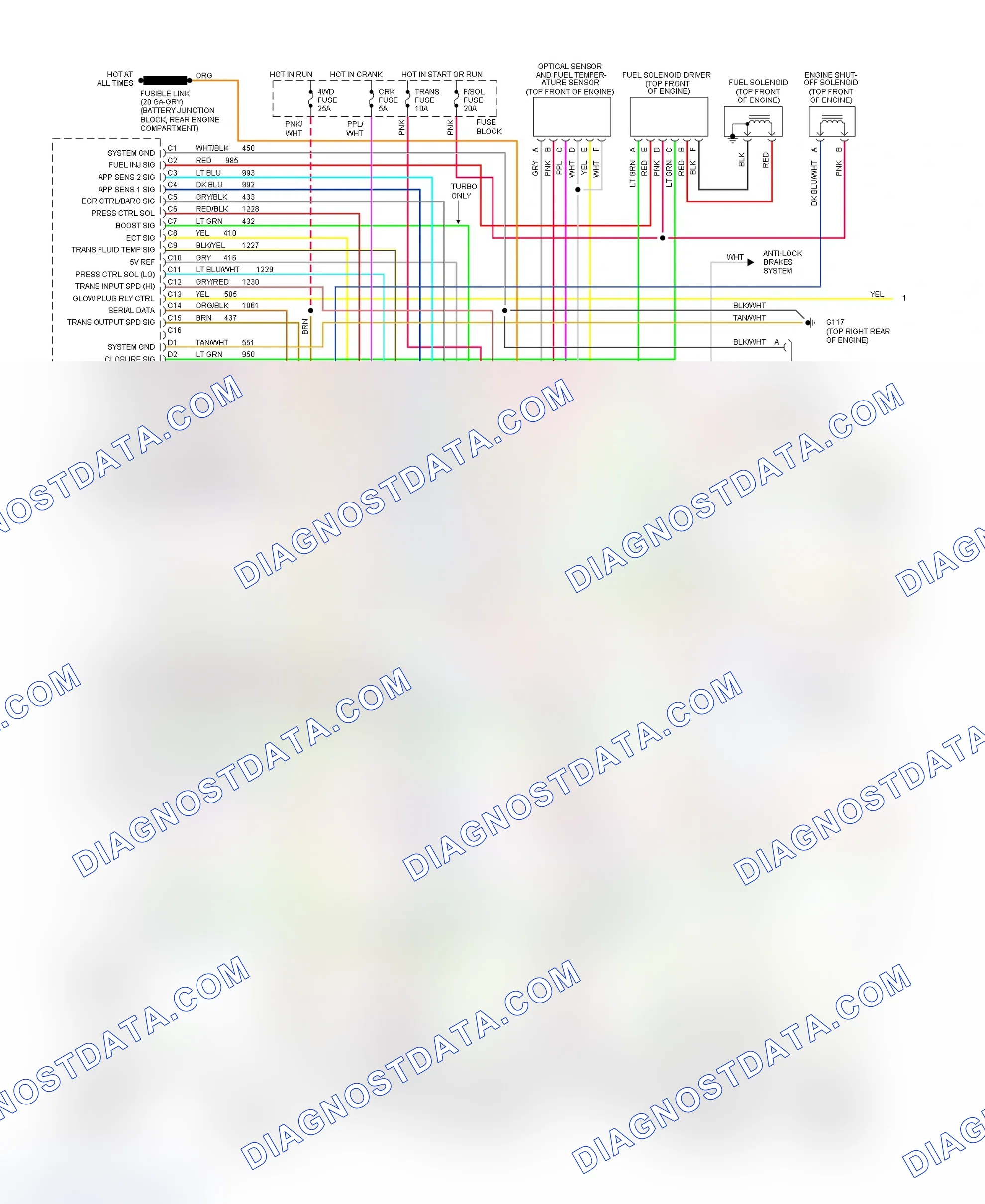 Scheme 374: Wiring Diagram (Blazer, Pickup, Sierra, Suburban & Yukon - With 4L80-E - 1 Of 2)