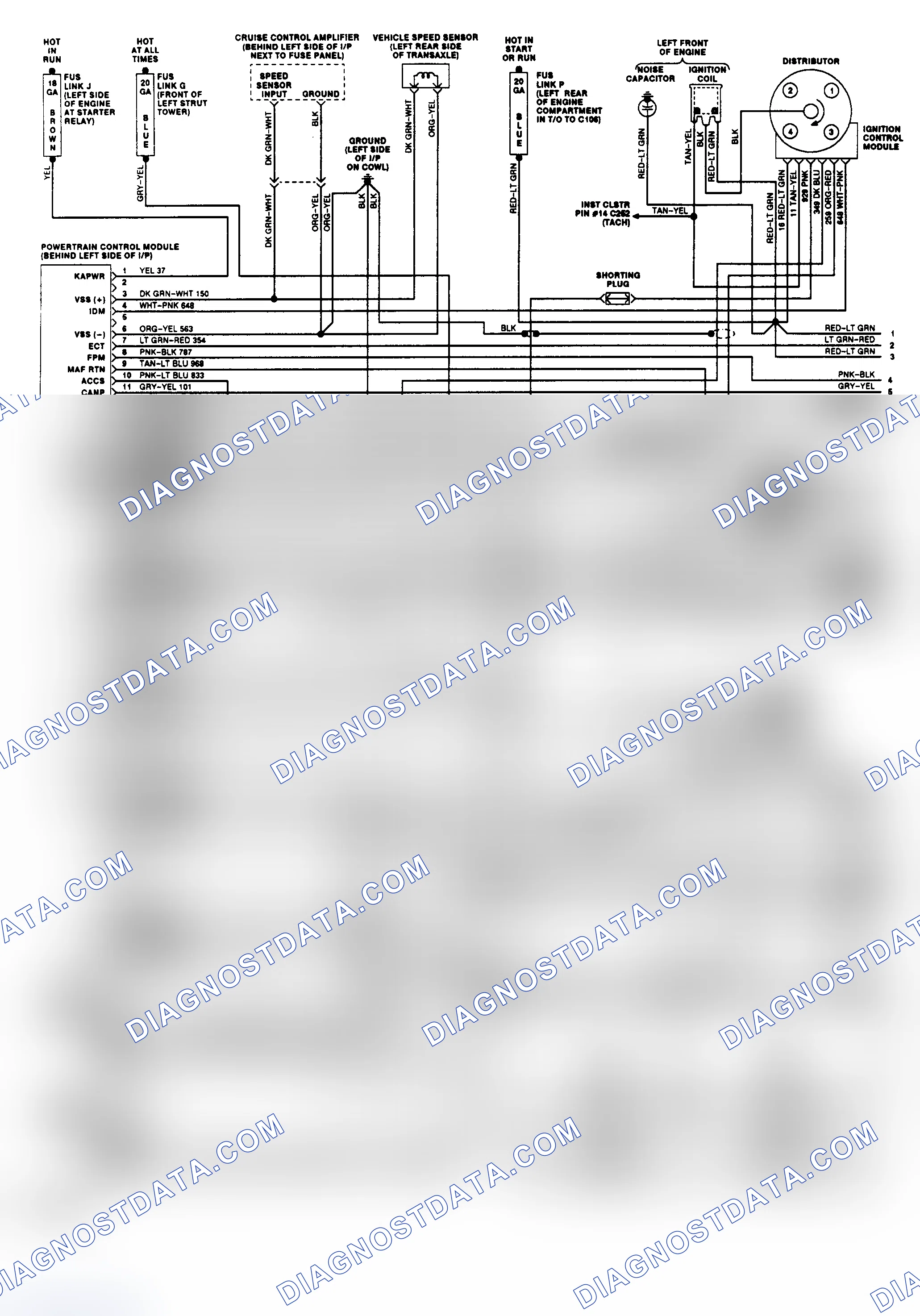 Scheme 154: EEC-IV Wiring Diagram (Tempo/Topaz 3.0L - 1 of 2)