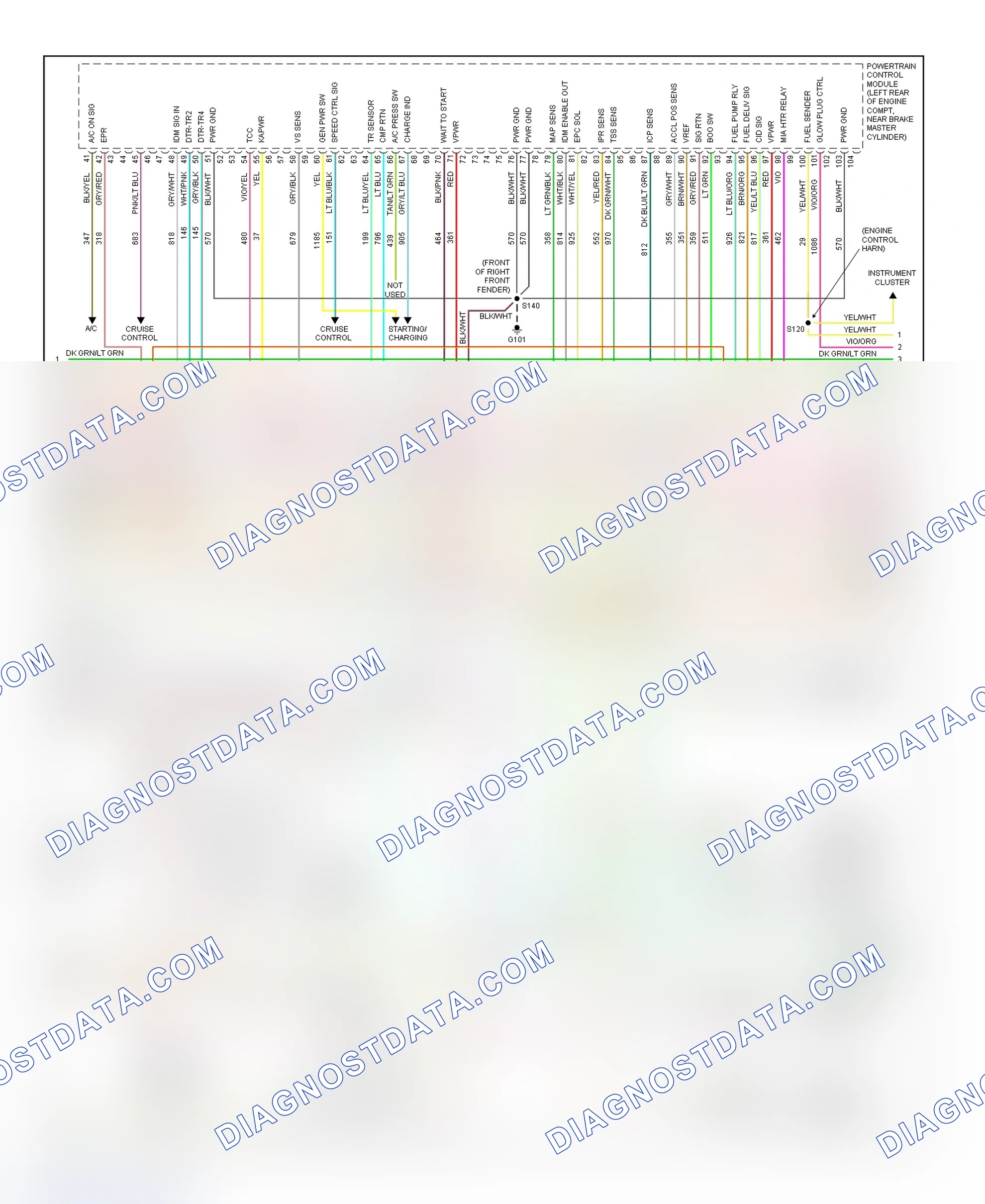 Scheme 46: PCM Wiring Diagram (Econoline - E350 & E450 Super Duty - 7.3L Turbo Diesel - California - 2 Of 3)