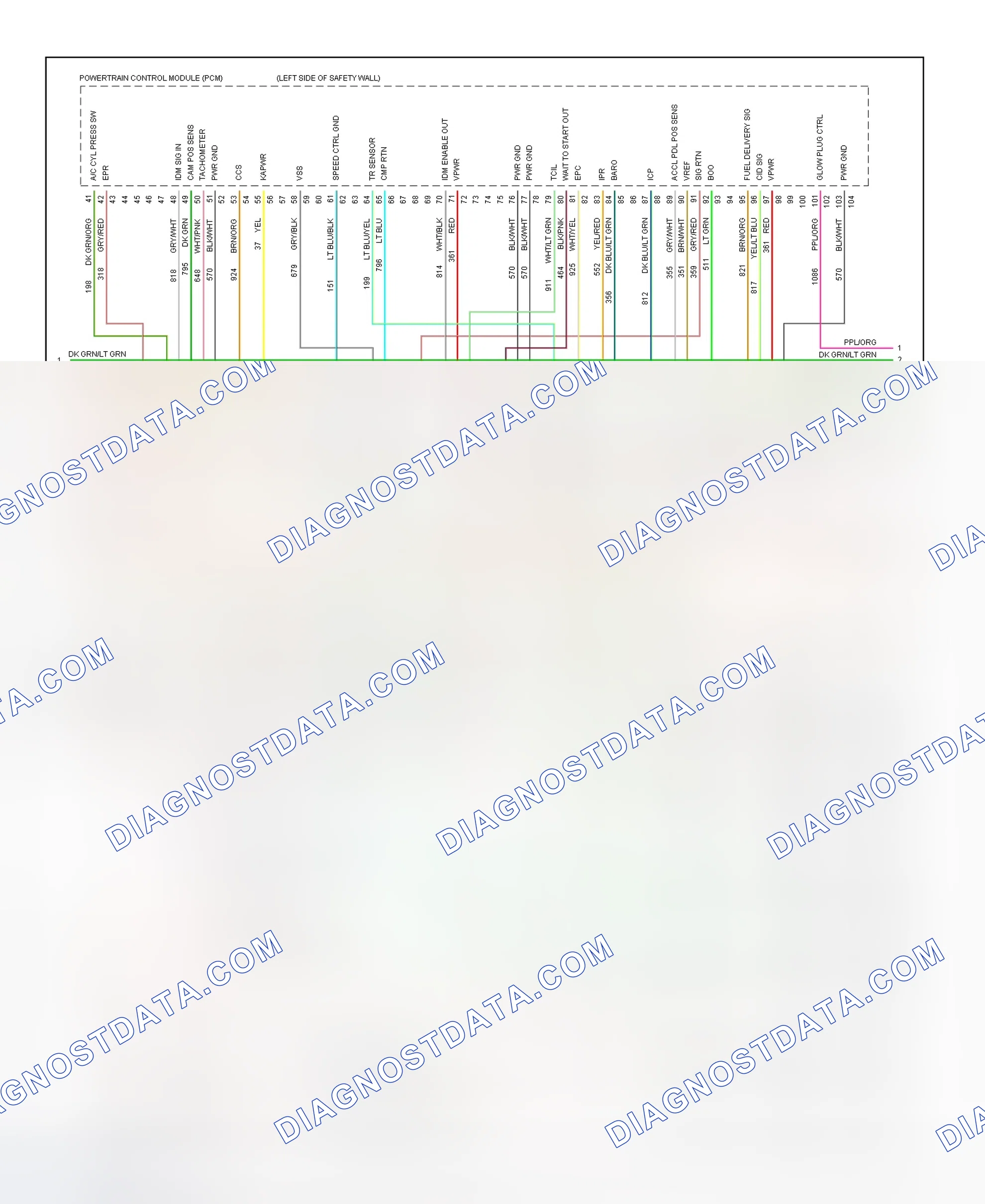 Scheme 341: 1996 Pickup 7.3L Turbo Diesel PCM Wiring Diagram (2 Of 3)
