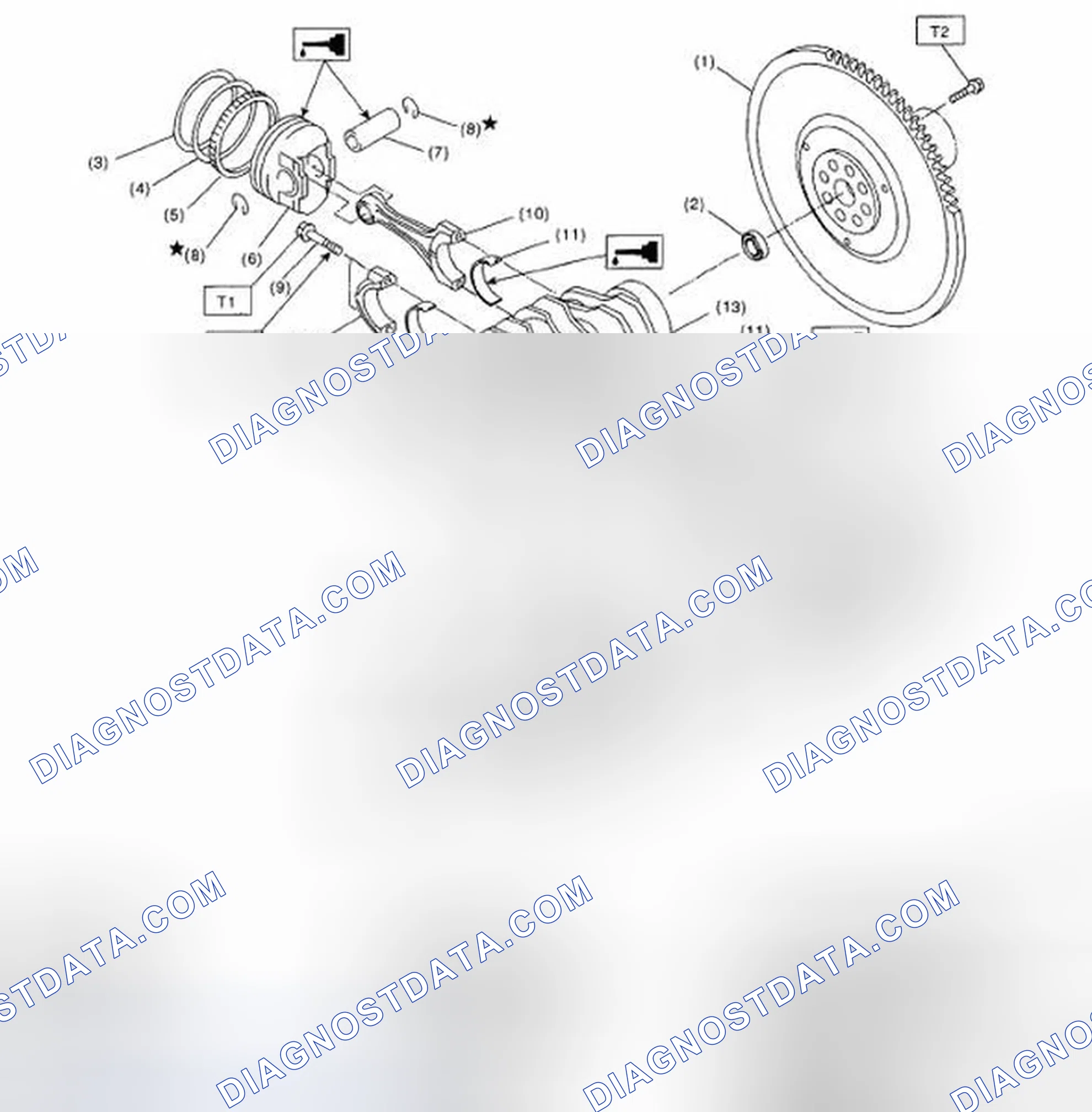 Scheme 499: Identifying Crankshaft And Piston Components With Torque Specification