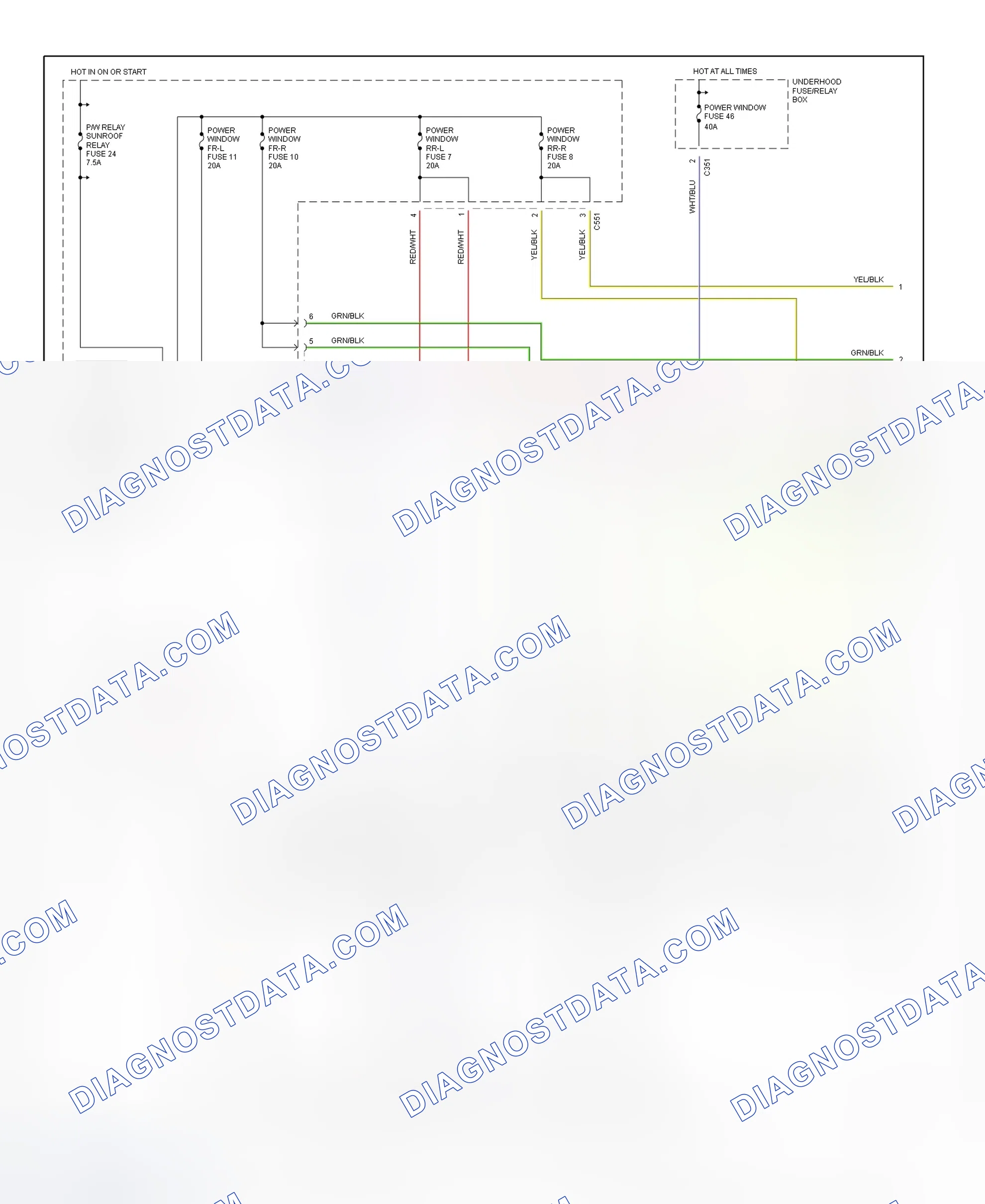 Fig. 5: Power Windows System Wiring Diagram (1 Of 2)