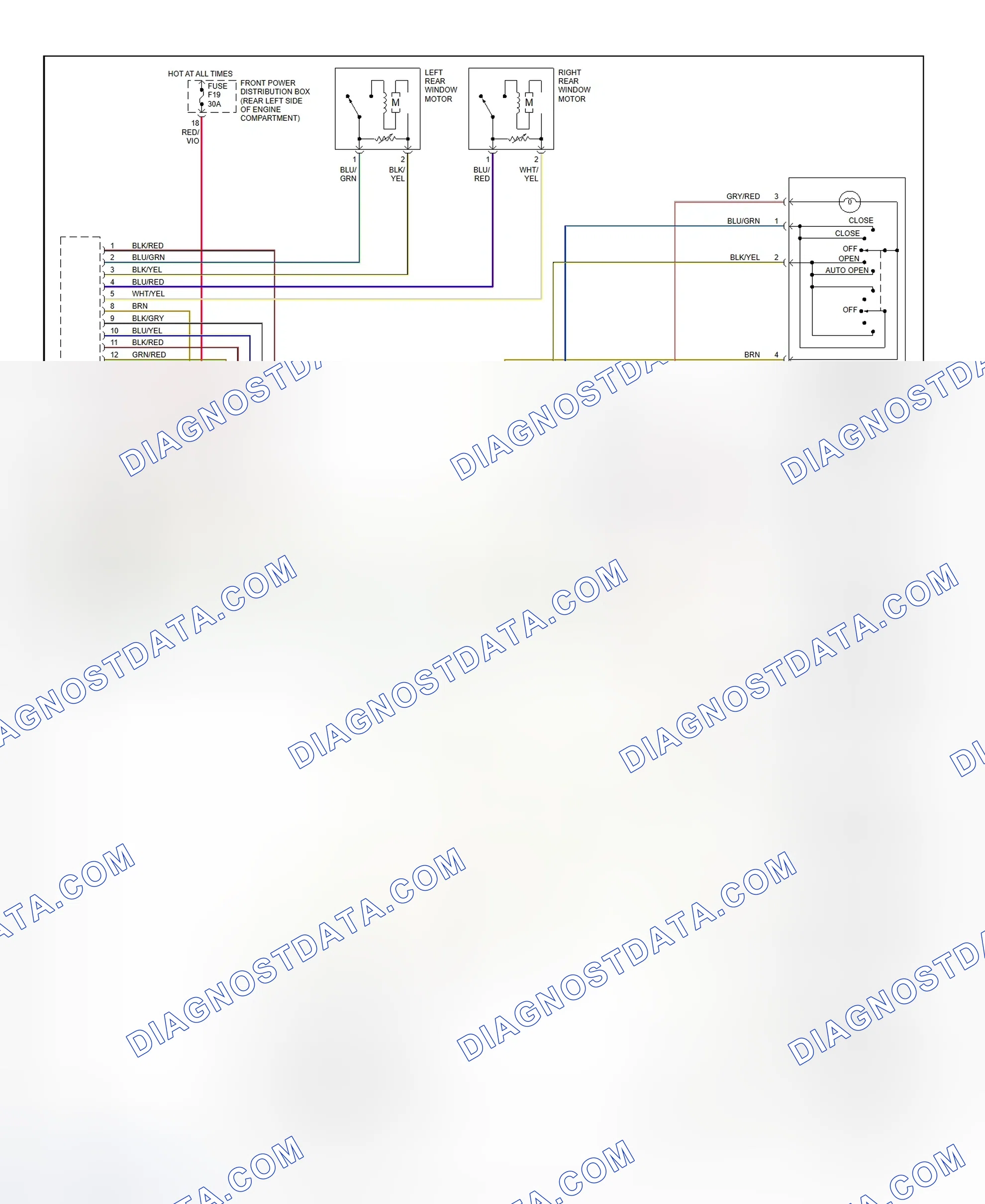 Scheme 6: Power Window Wiring Diagram (1999 323i, 323i Convertible, 323is, 328i, 328i Convertible, 328is & M3 - 2 Of 2)