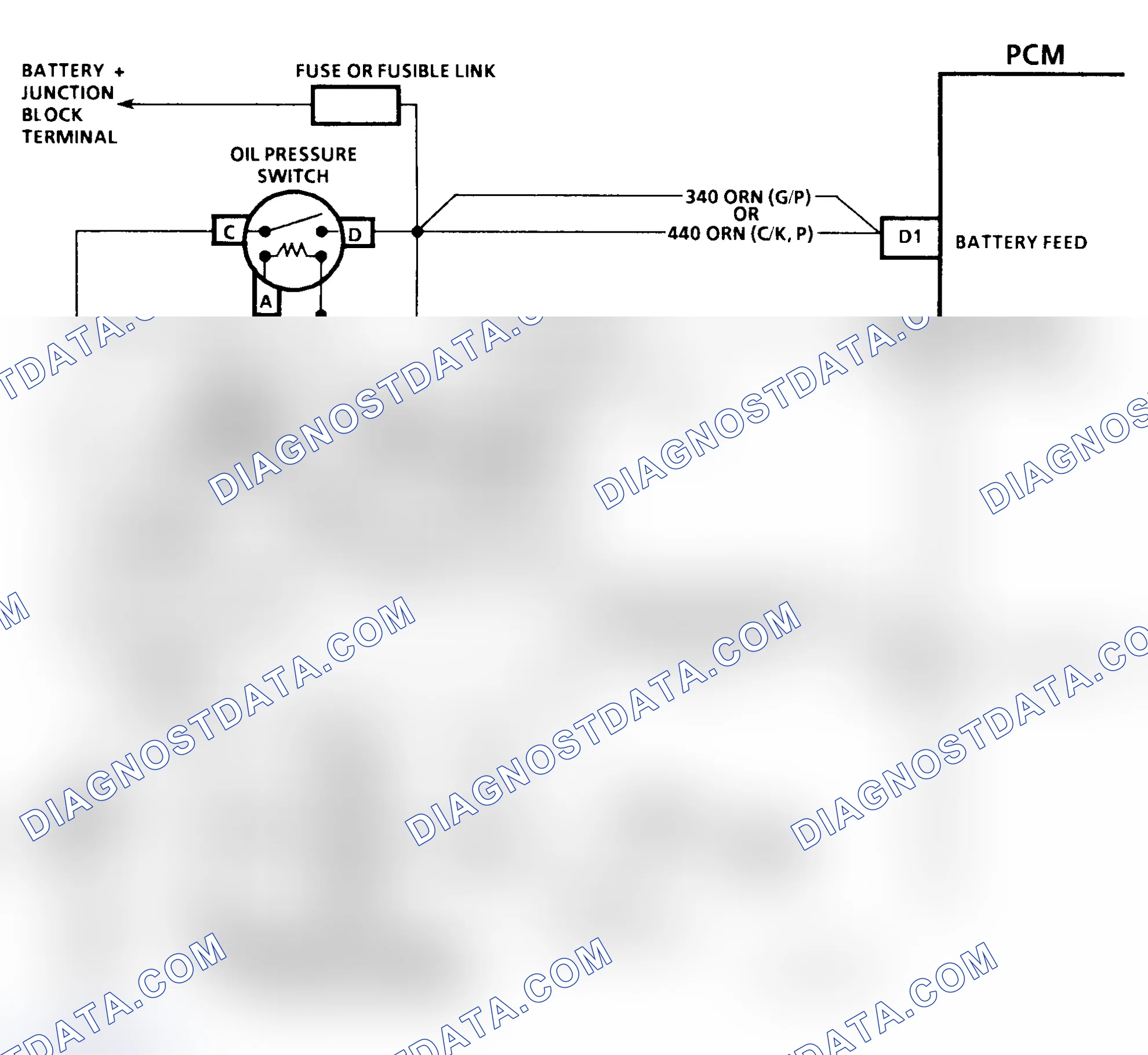 Scheme 320: CODE 54, Schematic, Fuel Pump Circuit (All Models W/ 4L80E Trans.)