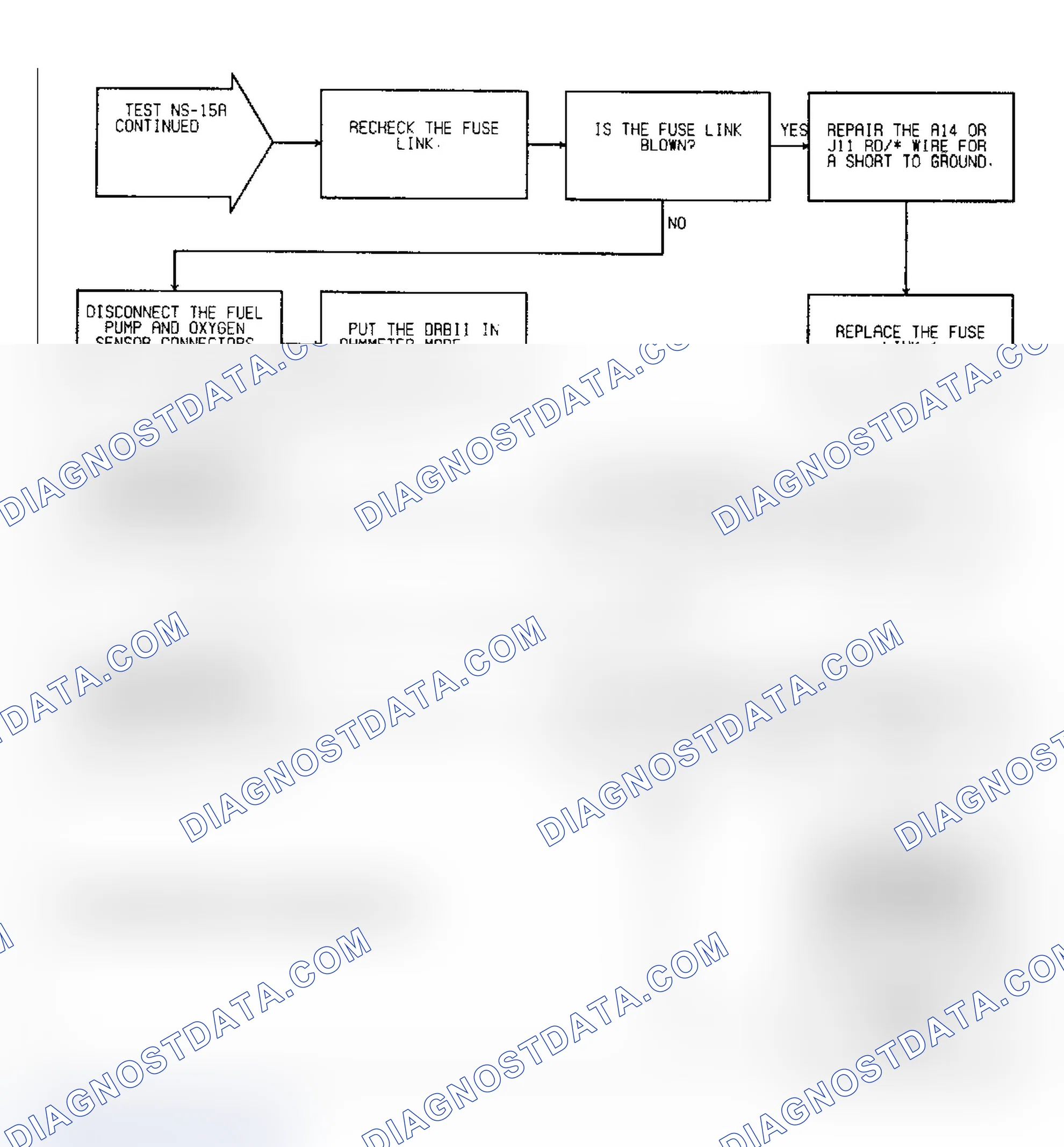 Scheme 63: Test NS-15A: (2 of 3) Checking ASD Relay Power Feed To Fuel Pump O2 Sensor & Injector