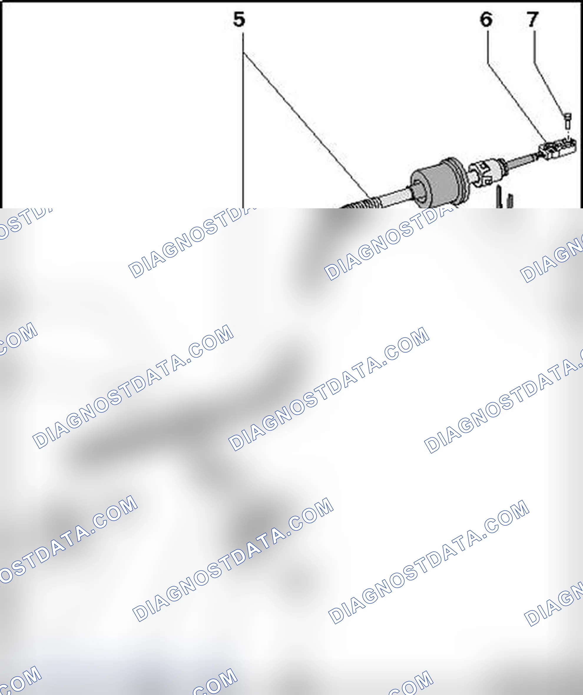Scheme 206: Selector lever cable, assembly overview