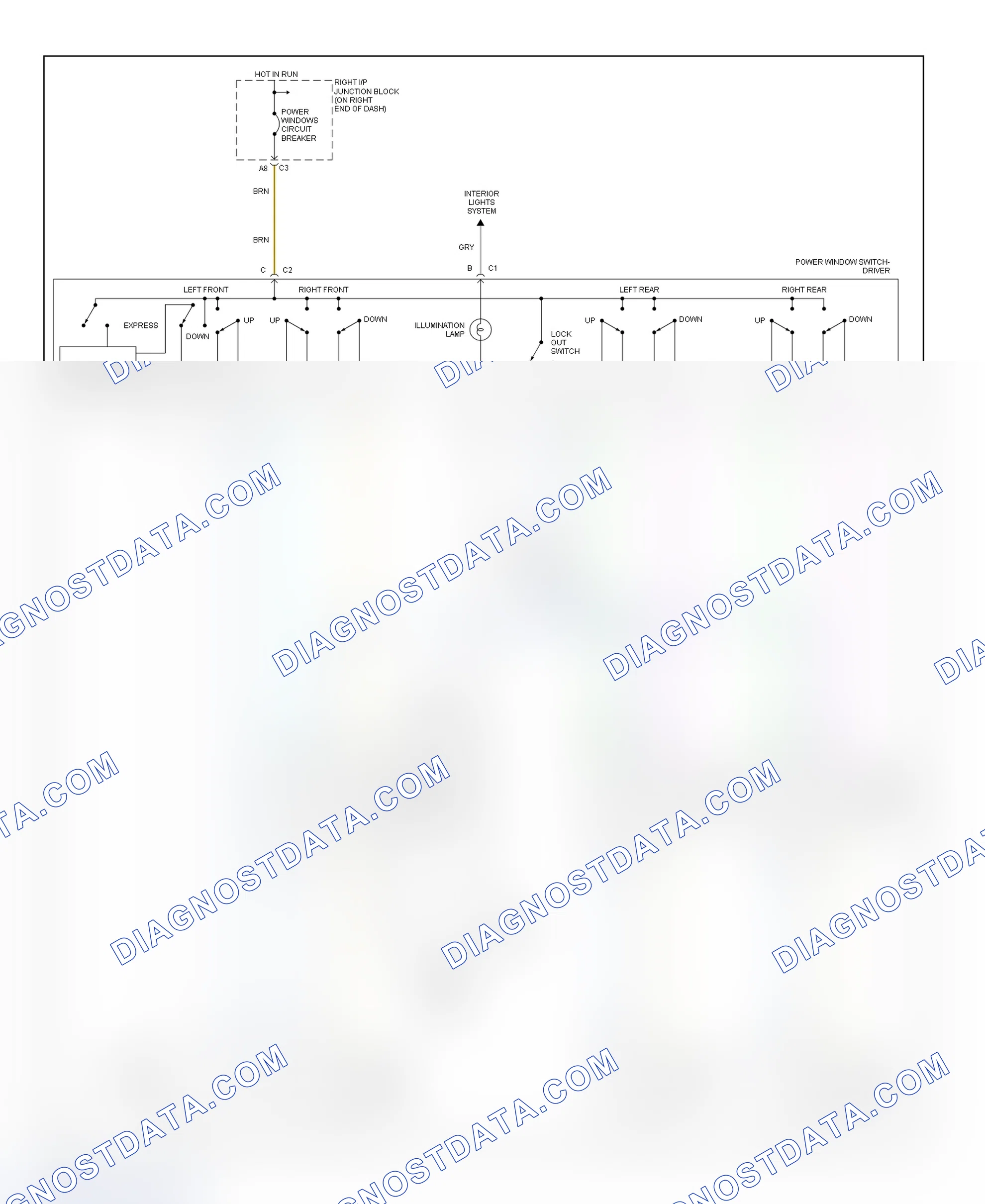 Fig. 6: Power Window System Wiring Diagram (Malibu)